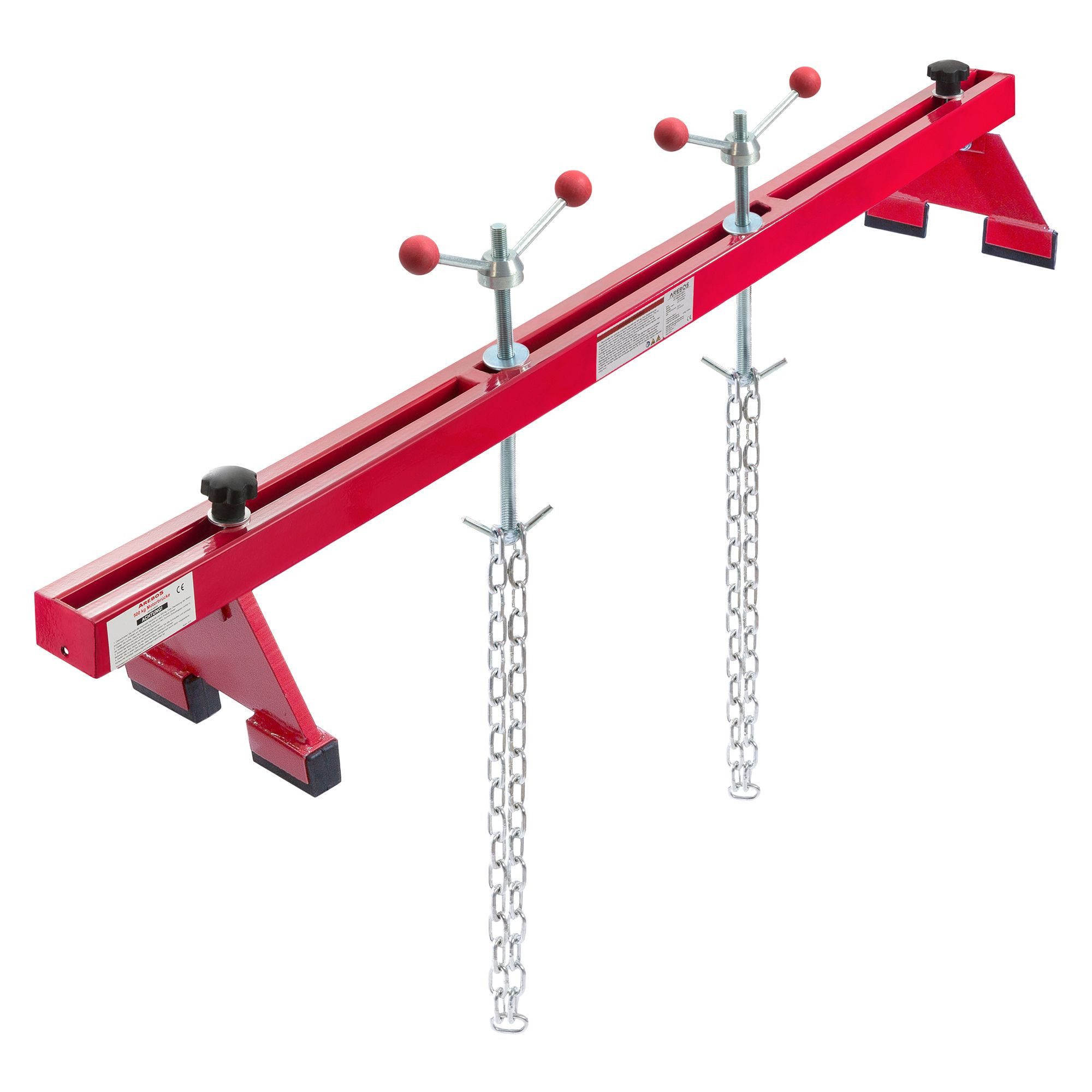 Arebos Werkstattkran Motorbrücke 500 kg – lackierter Stahl, 360 ° Standsockel, kugelgriffe, Stück Material: Lackierter Stahl, Handgriffe aus Kunststoff, Gummierte Füße