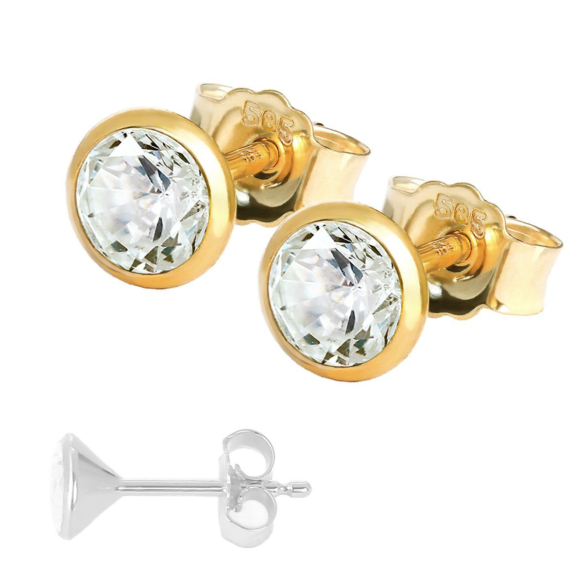 NKlaus Paar Ohrstecker Paar Ohrstecker 5,0mm Gelbgold 585 14 Karat Gold O (Paar)