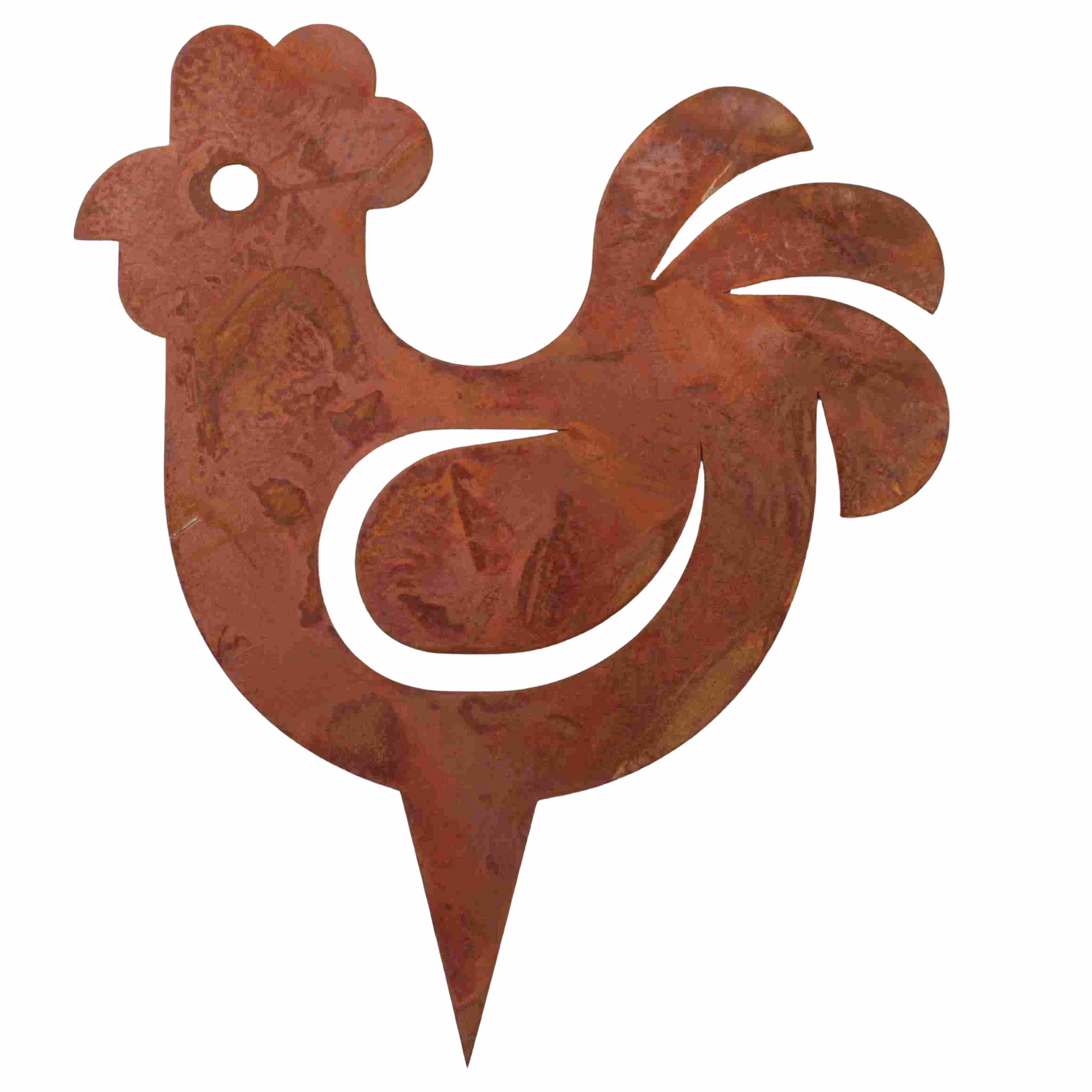 Dekofigur Hahn und Huhn Gartenstecker