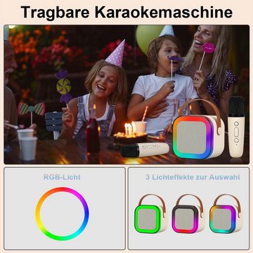 DOPWii Tragbarer kabelloser Bluetooth-Lautsprecher, Mini-Karaoke-Maschine Karaoke-Maschine (für Kinder mit dynamischen bunten Lichtern)