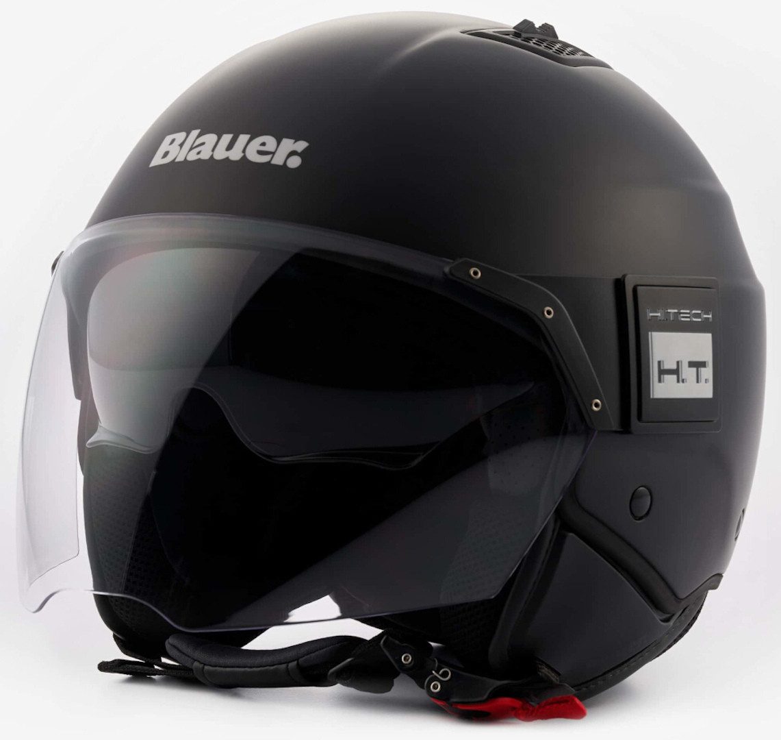 Blauer Motorradhelm BET Monochrome Jethelm, integriertes Sonnenvisier