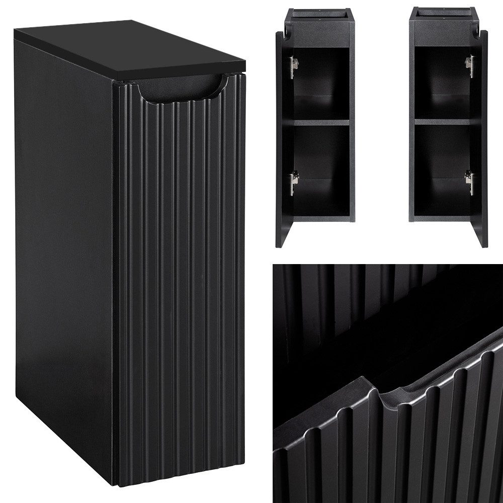 Lomadox Waschbeckenschrank NEWPORT-56-BLACK 80 cm Waschtisch-Unterschrank schwarz 40 cm tief Badschrank 3 Türen