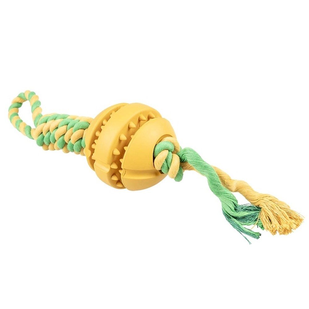 DUVO+ Zerrspielzeug Hundespielzeug Zerrseil Kauball, (Spar-Set 1-tlg), Gummiball & Baumwollseil, Zahnpflege, Apportieren