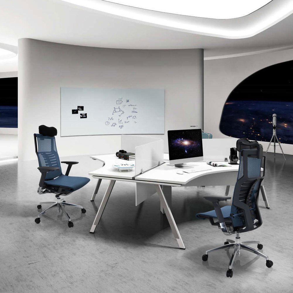 Schreibtischstuhl OFFICE ergonomisch Drehstuhl hjh (1 Blau DYNAFIT St), High End I Netzstoff Bürostuhl BLACK