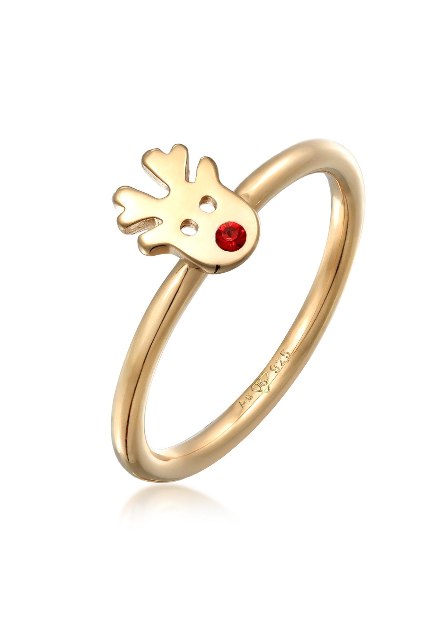 Elli Fingerring Rentier Christmas 925 Silber, mit Kristallen von Swarovski®, Rentier