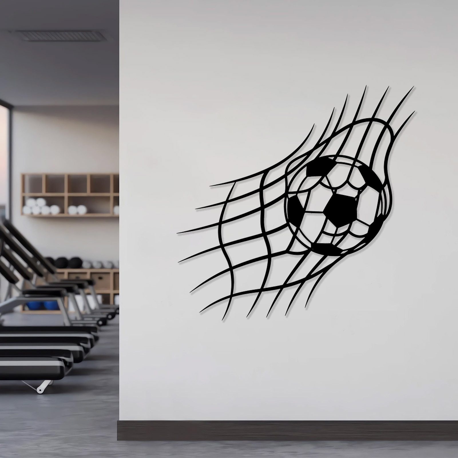 Jumpeak Wanddekoobjekt FIFA Weltmeisterschaft Deko Wand,Sport Deko Wand,Fußballnetz Kunst,WM, Metall, 4 Farben, Fußballfan Geschenk, Fußballliebhaber Deko, 53×53cm