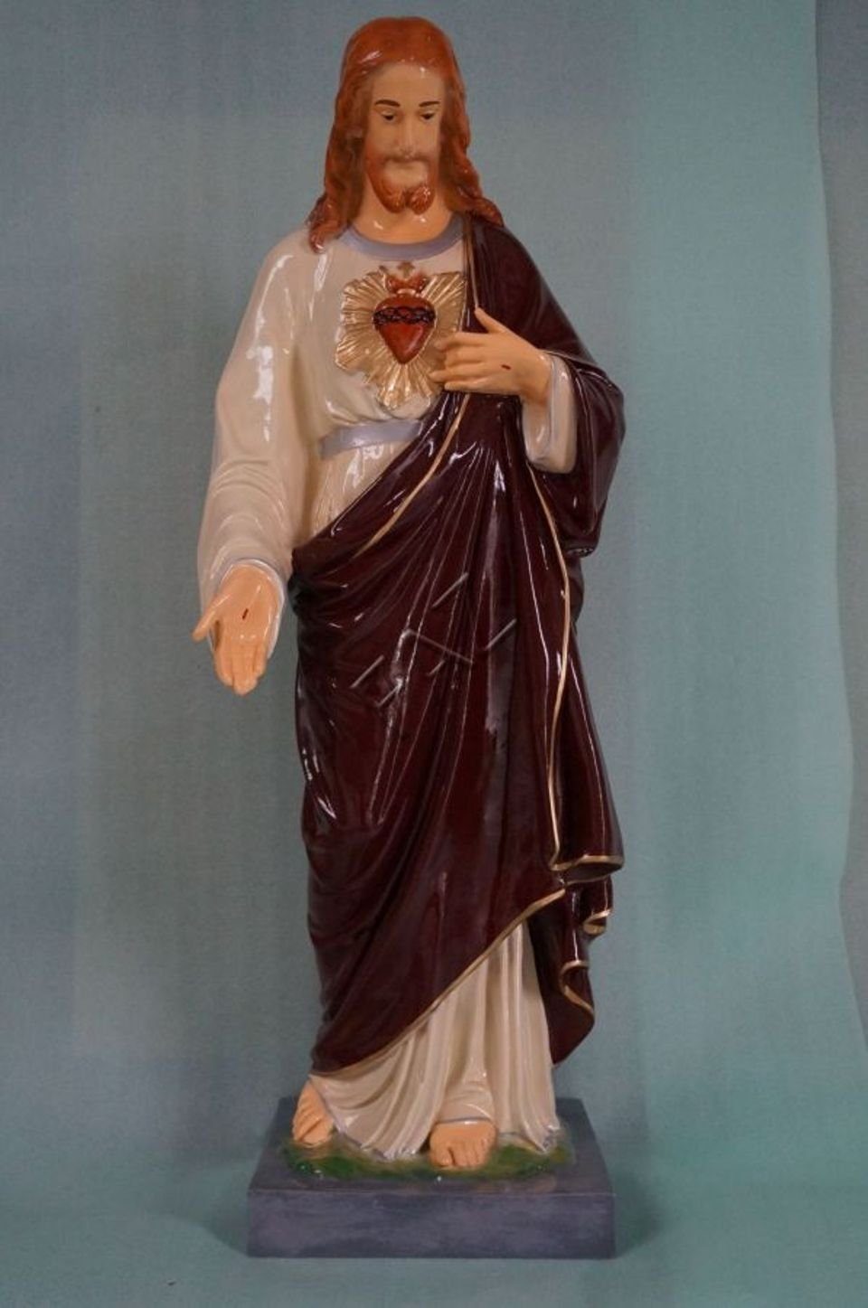 Dekofigur Handgefertigte Jesus Figur aus Stuckgips für den Innenbereich