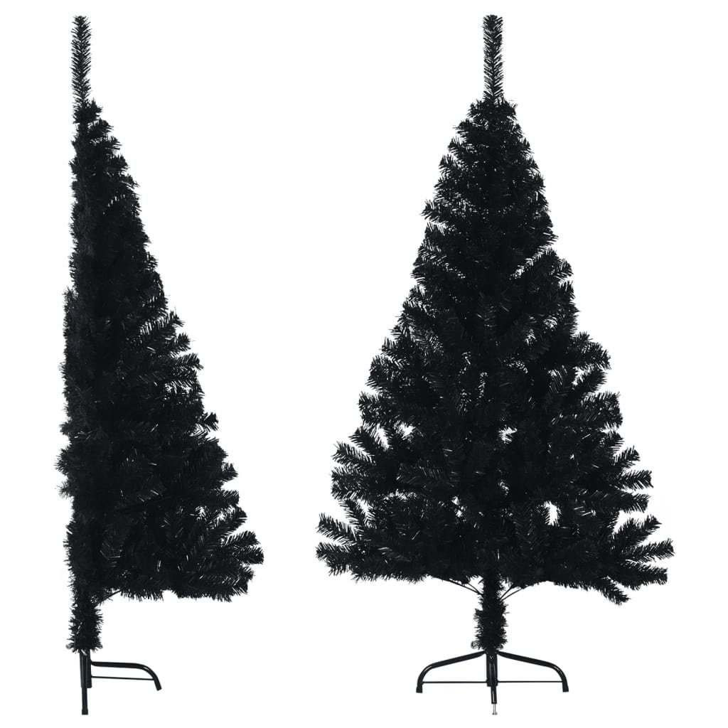 furnicato Künstlicher Weihnachtsbaum Künstlicher Halb-Weihnachtsbaum mit Ständer Schwarz 120 cm PVC | Künstliche Weihnachtsbäume