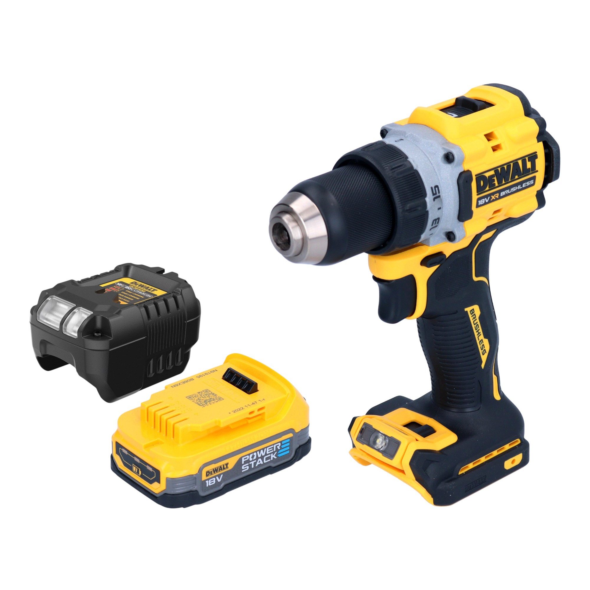 DeWalt Akku-Schrauber DCD 800 E1 Akku Bohrschrauber 18 V 90 Nm Brushless + 1x Powerstack