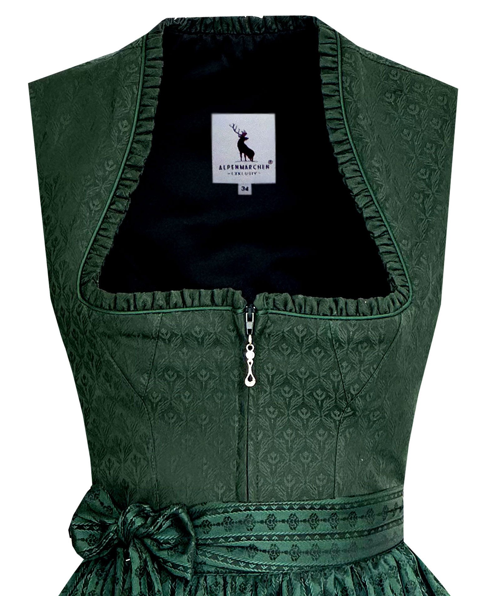 Alpenmärchen Dirndl Midi Dirndl Miranda in dunkelgrün - ALM1062