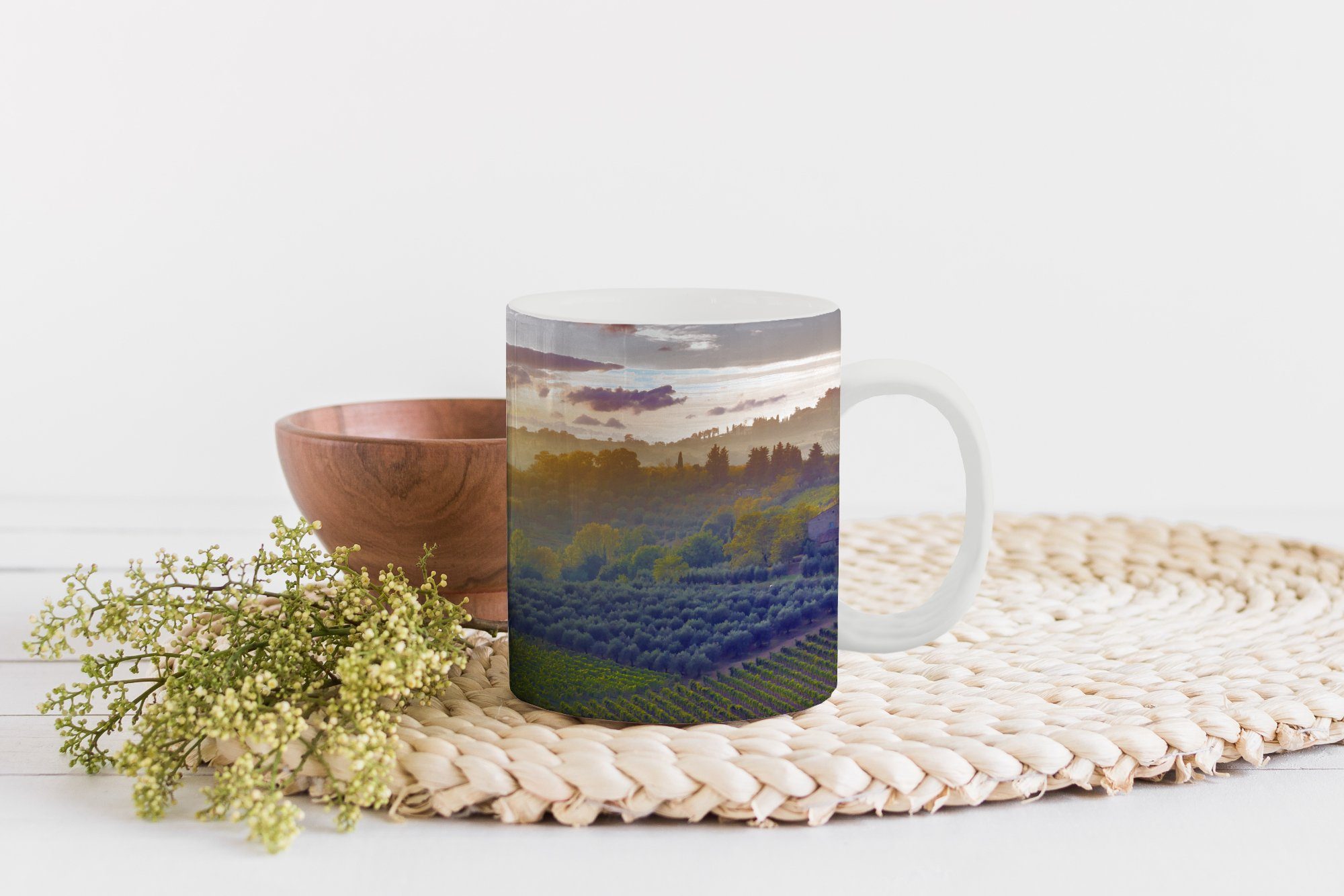 Teetasse, Sonne, Tasse Becher, Landschaft Teetasse, - MuchoWow Toskana - Kaffeetassen, Geschenk Keramik,