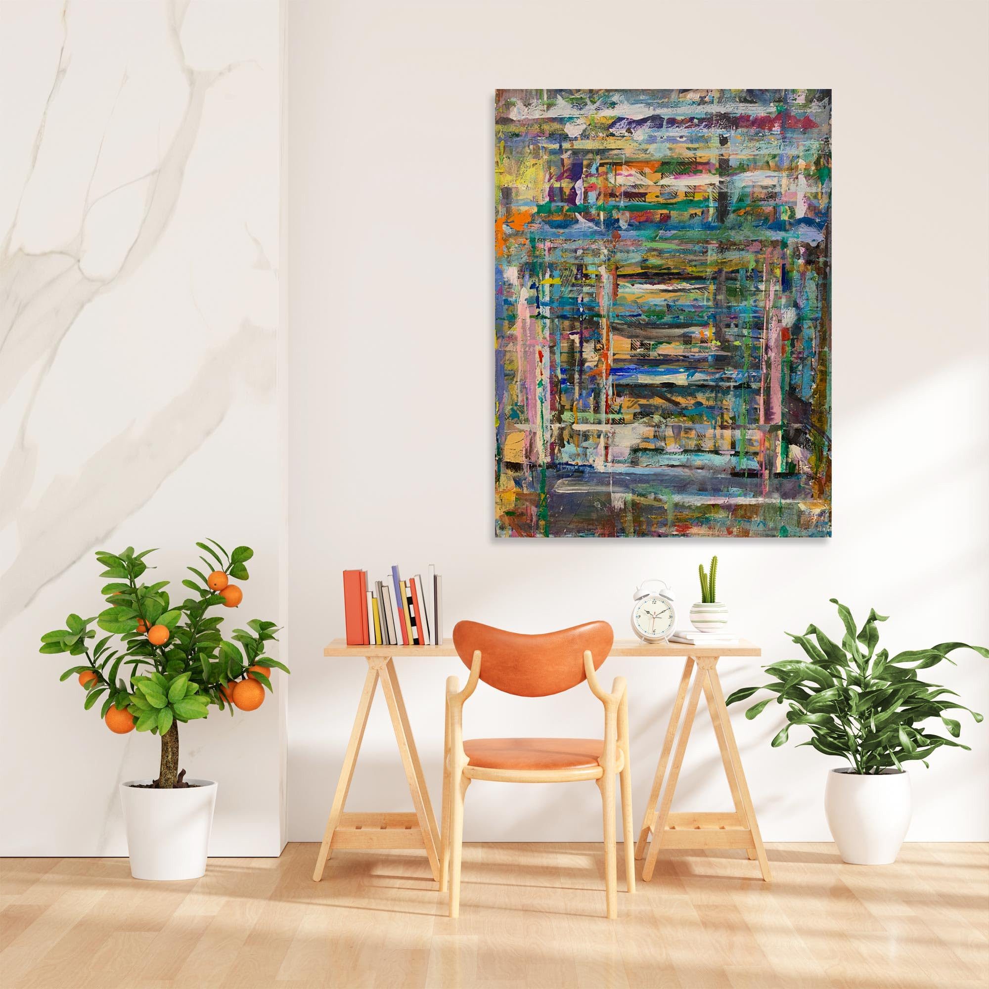 framed concept Leinwandbild Akustikbild auf Leinwand (Canvas) HD-Eco-Solvent-Druck, (Schallabsorbierend Holzrahmen 60×40 cm 90×60 cm 120×80 cm), Geräuschdämmendes Bild für Büro, Wohnzimmer & Konferenzraum