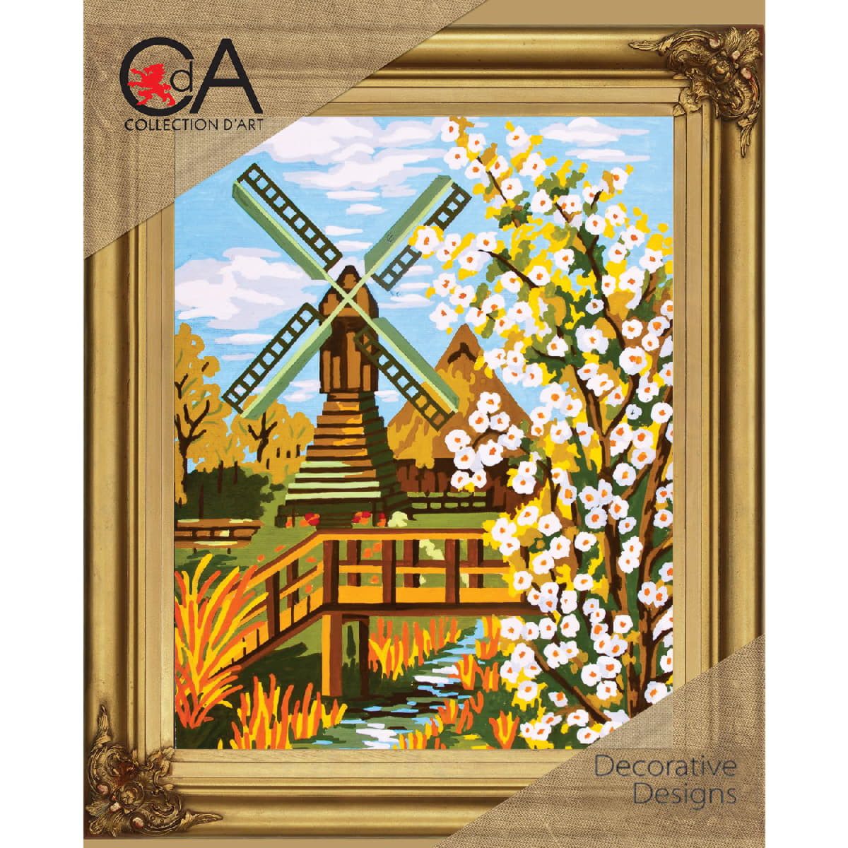 Collection D'art Kreativset CDA Halbkreuz Stickpackung "Windmill", bedruckt, 22x30cm..., (embroidery kit by Marussia)