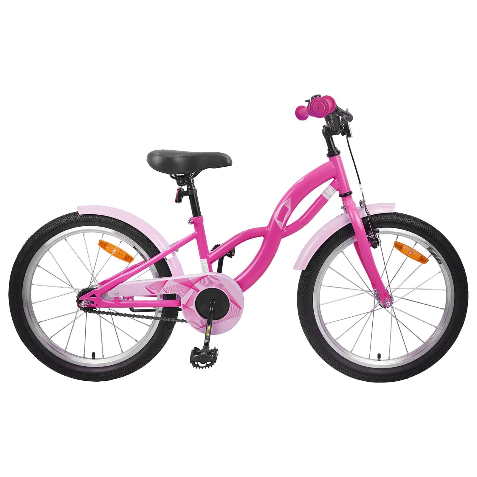 vidaXL Kinderfahrrad 123 x 51 x 78 cm Kinderfahrrad 18 Zoll für 5-7 Jahre alt Dunkelrosa
