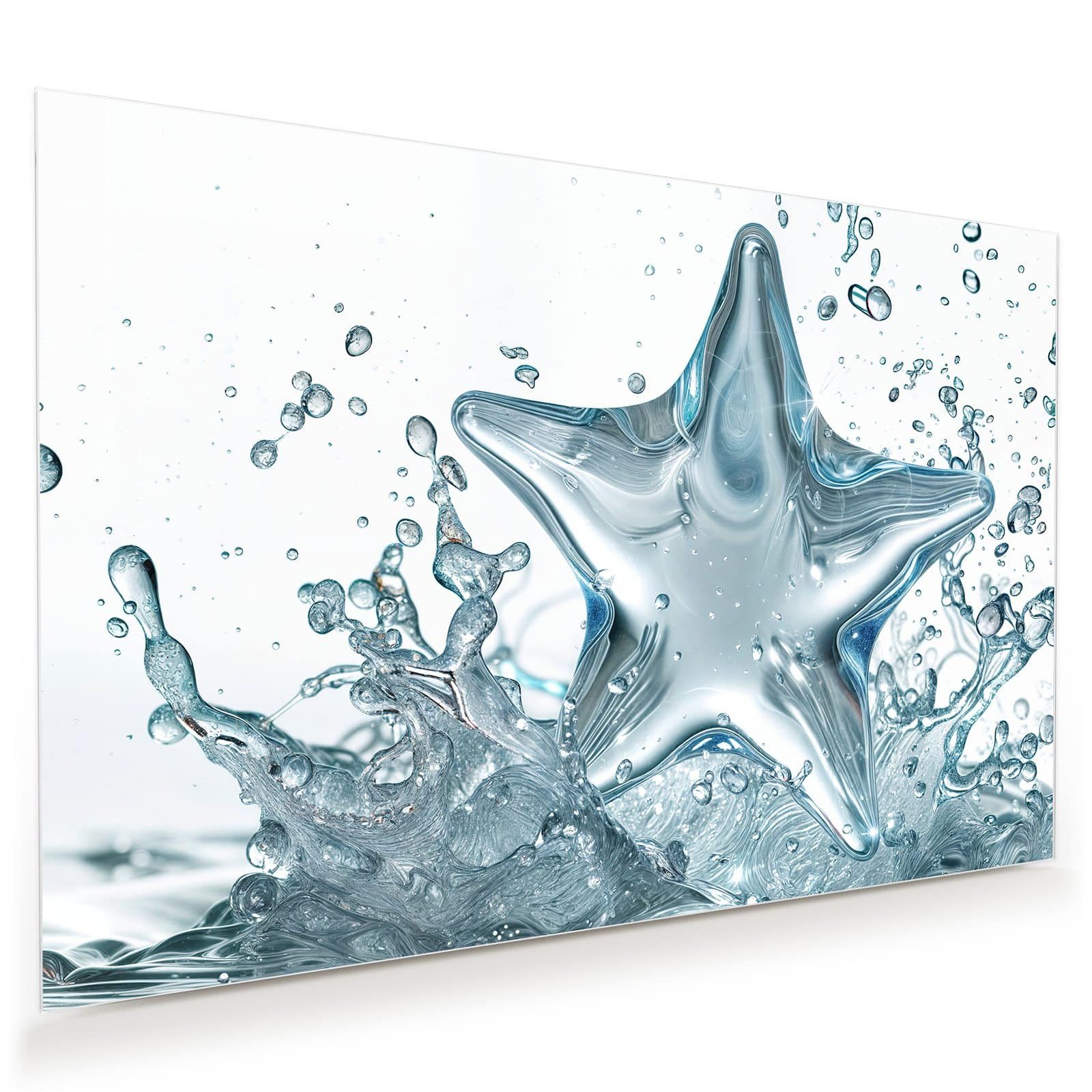 Primedeco Glasbild Wandbild Sternspritzer mit Aufhängung, Unterwasserwelt (21 verschiedene Größen, 1 St), Elegante Aufhängung