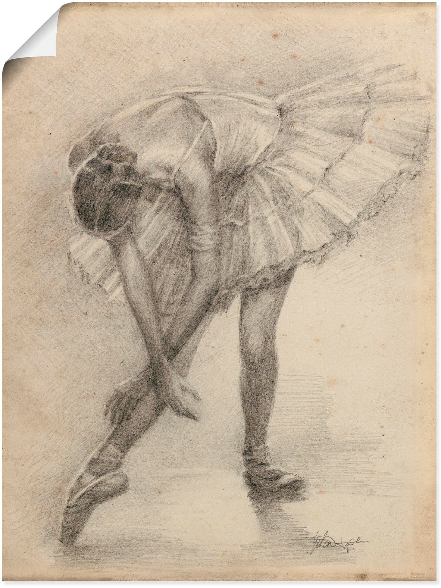 Artland Wandbild Antike Ballerina Übung II, Sport (1 St), als Alubild, Leinwandbild, Wandaufkleber oder Poster in versch. Größen