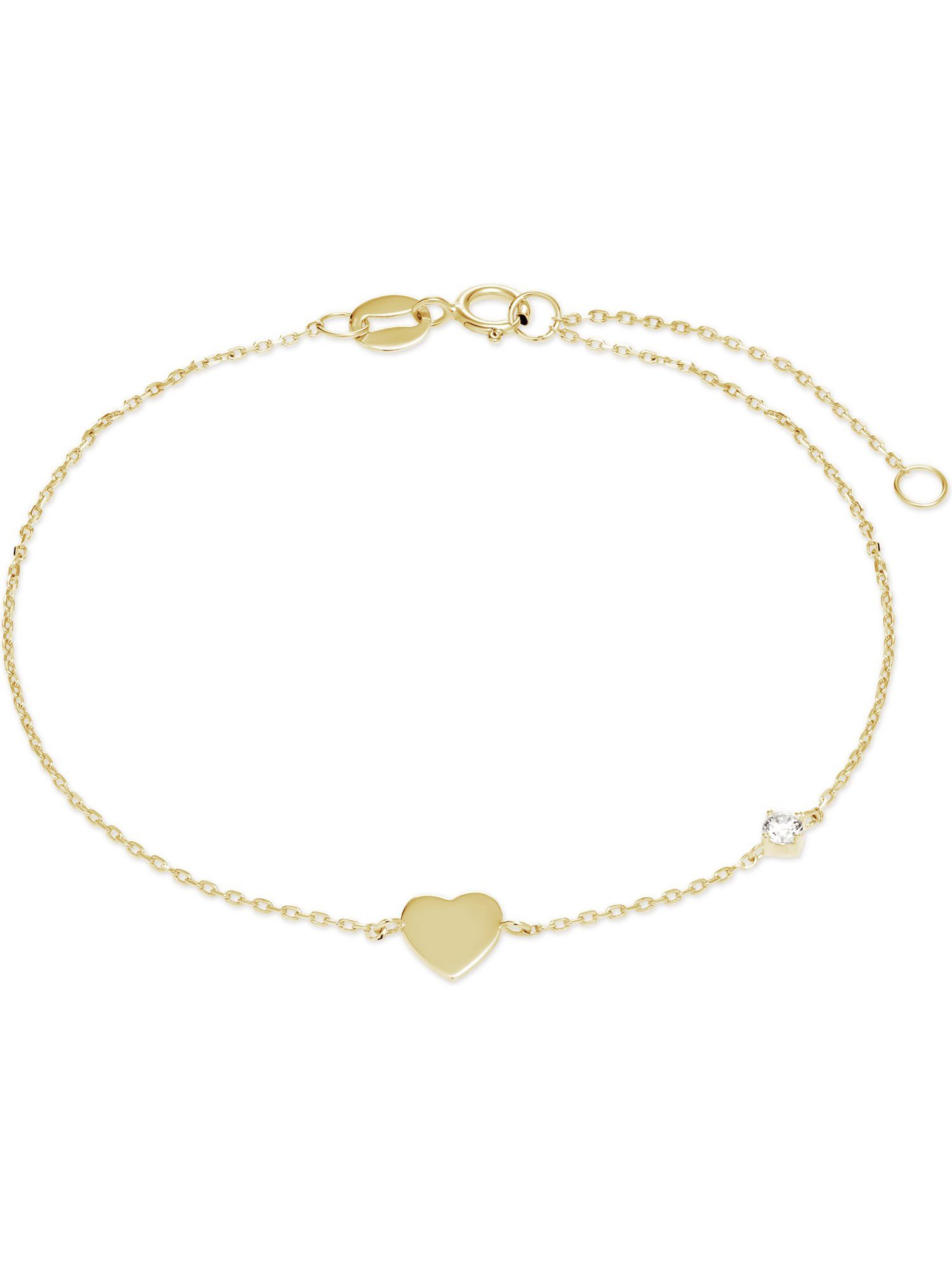 FAVS Silberarmband FAVS Damen-Armband 375er Gelbgold 1 Zirkonia Herz, Modern