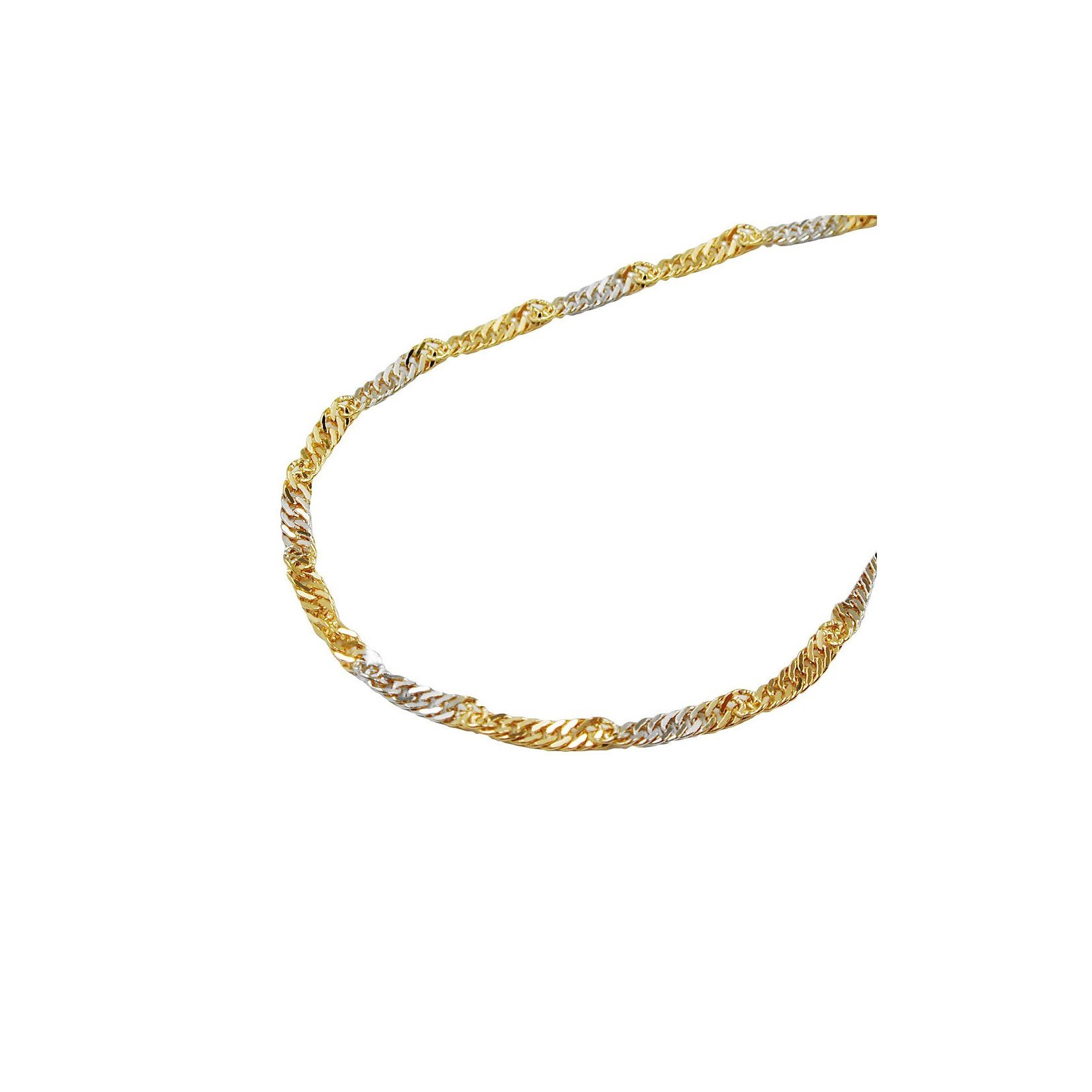 Schmuck Goldarmbänder Gallay Goldarmband Armband 1,8mm Singapur bicolor 14Kt GOLD 19cm
