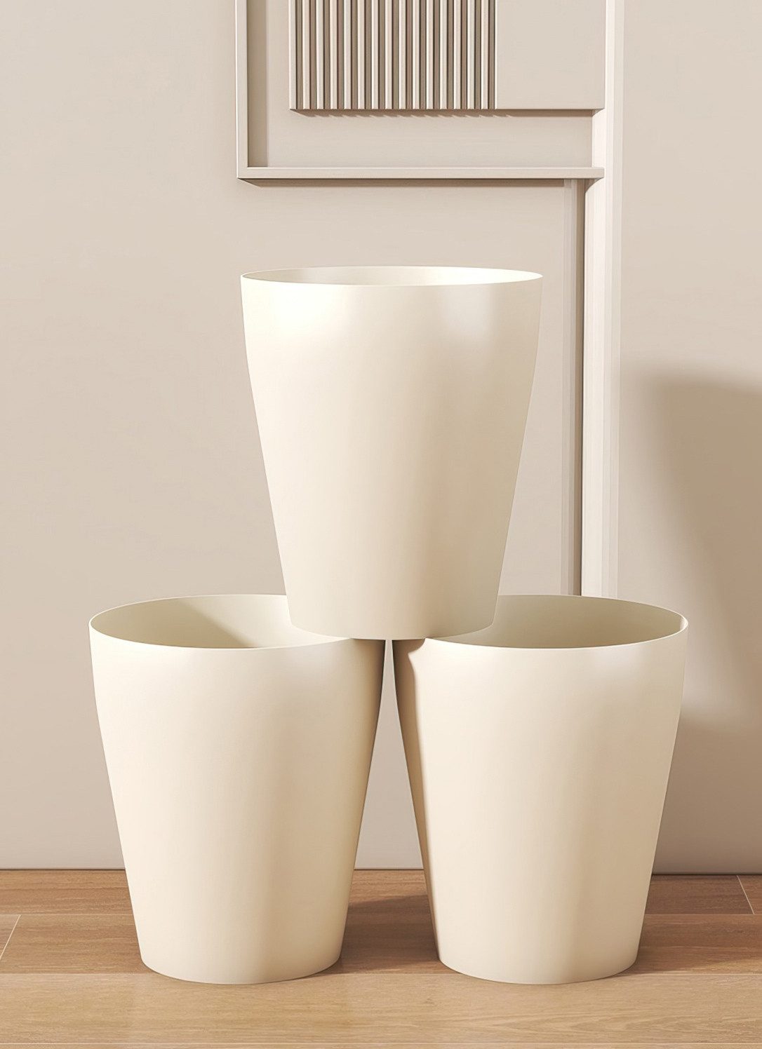 Sinoba Papierkorb rund moderner Mülleimer Papiereimer 788789, aus Kunststoff ideal für Kinderzimmer Küche Büro, 12 Liter Höhe 26,5cm