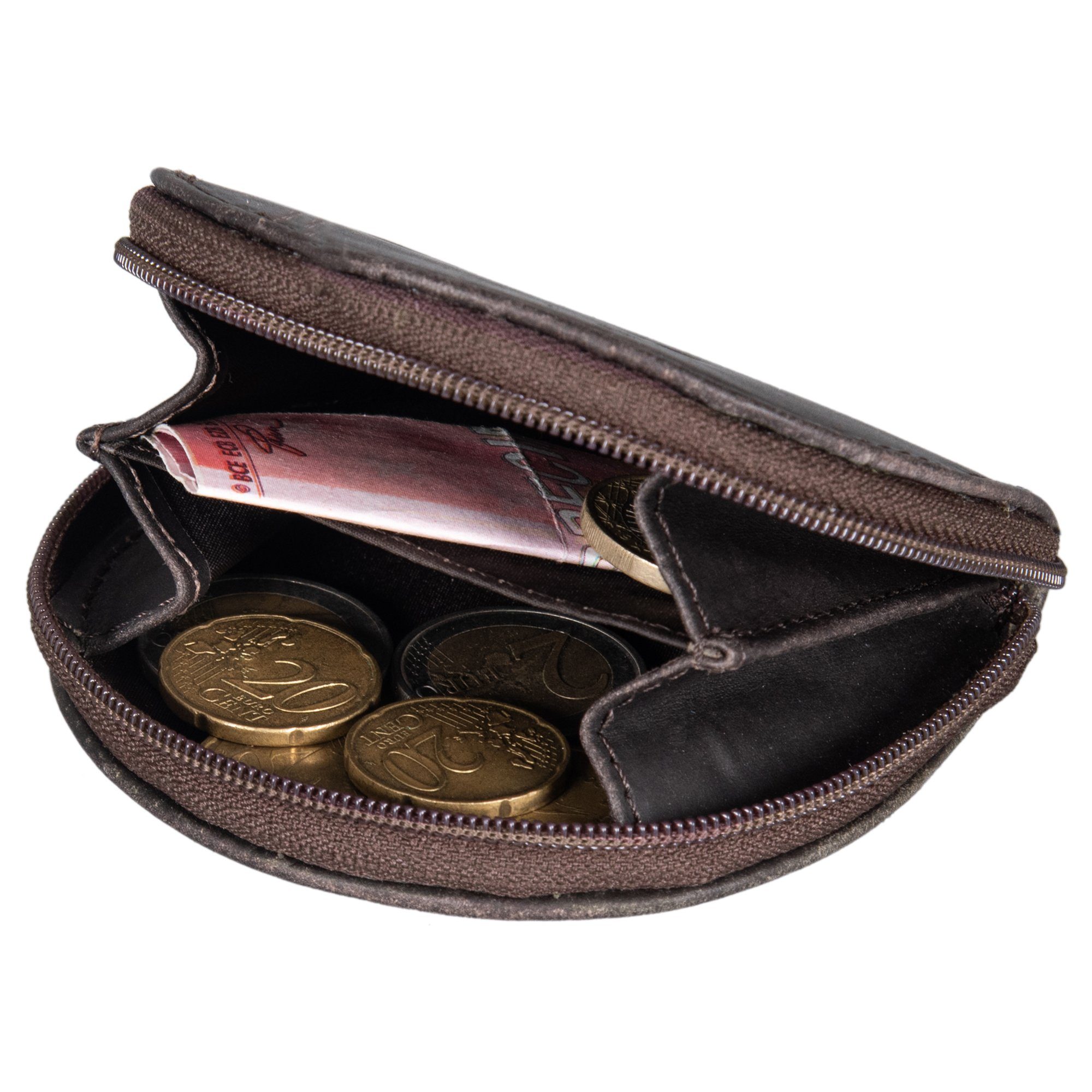 Geldbörse STILORD matt aus Mini Geldbörse dunkelbraun "Benji" Leder -