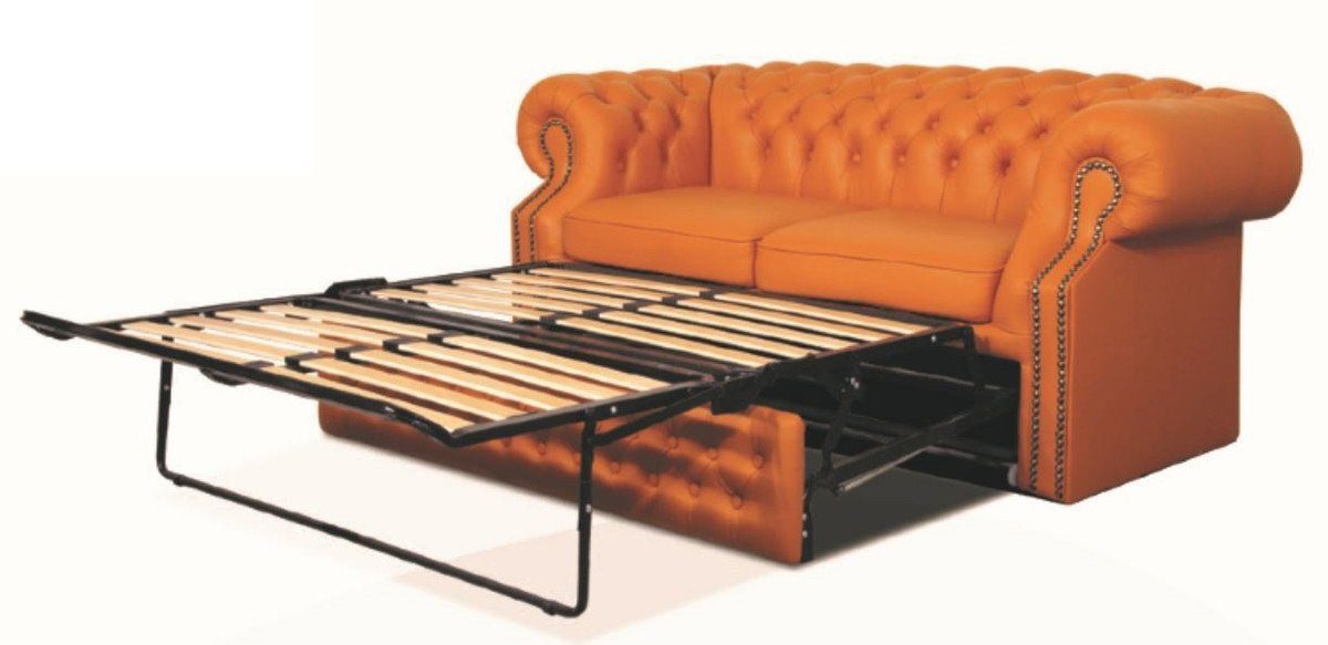 2er 180 Echtleder H. cm 78 Orange Luxus x - x Schlafsofa Padrino Chesterfield Sofa 2-Sitzer Casa 100