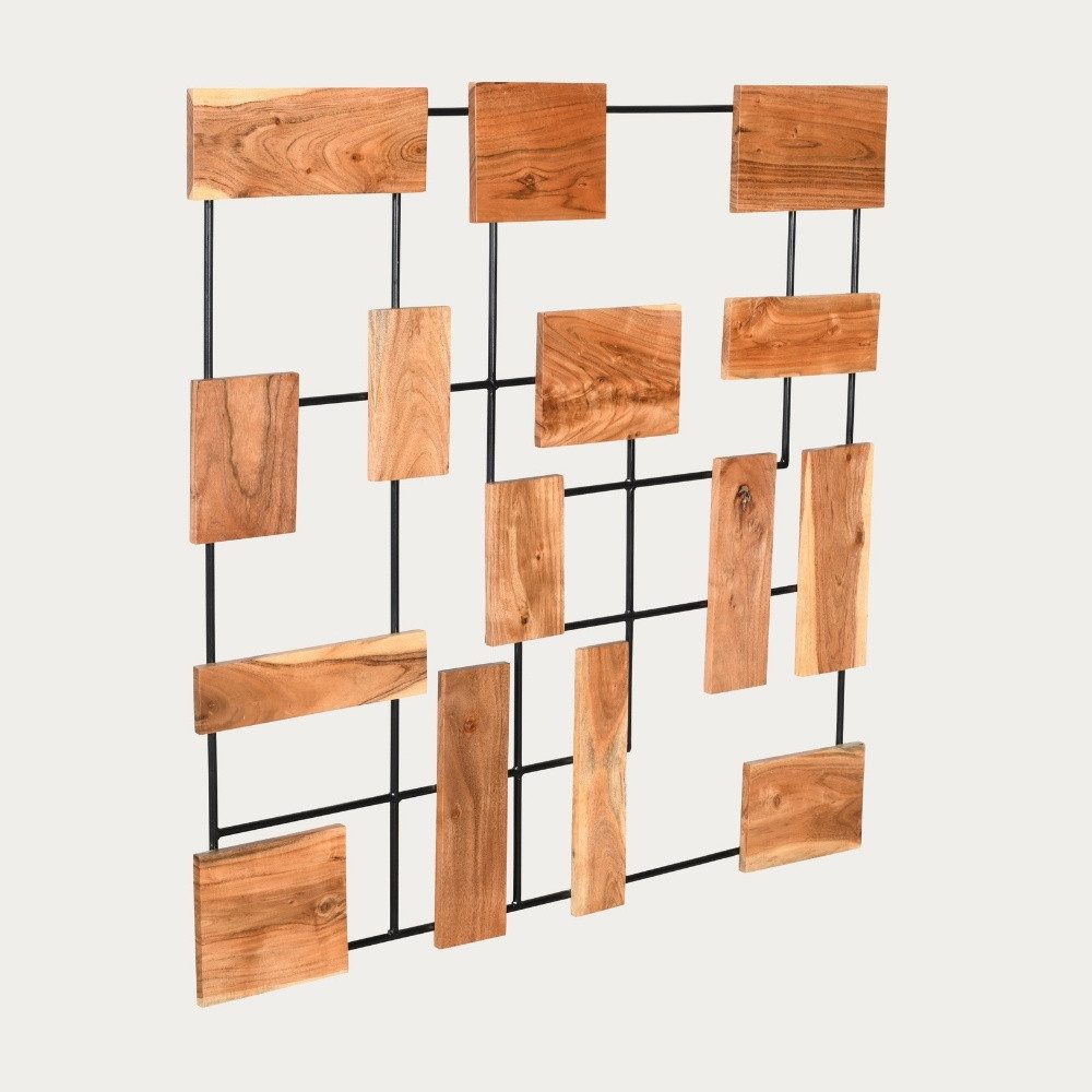 LebensWohnArt Dekoobjekt Wand-Deko-Objekt PARETO 70x70cm Unikat Akazienholz Wandbild