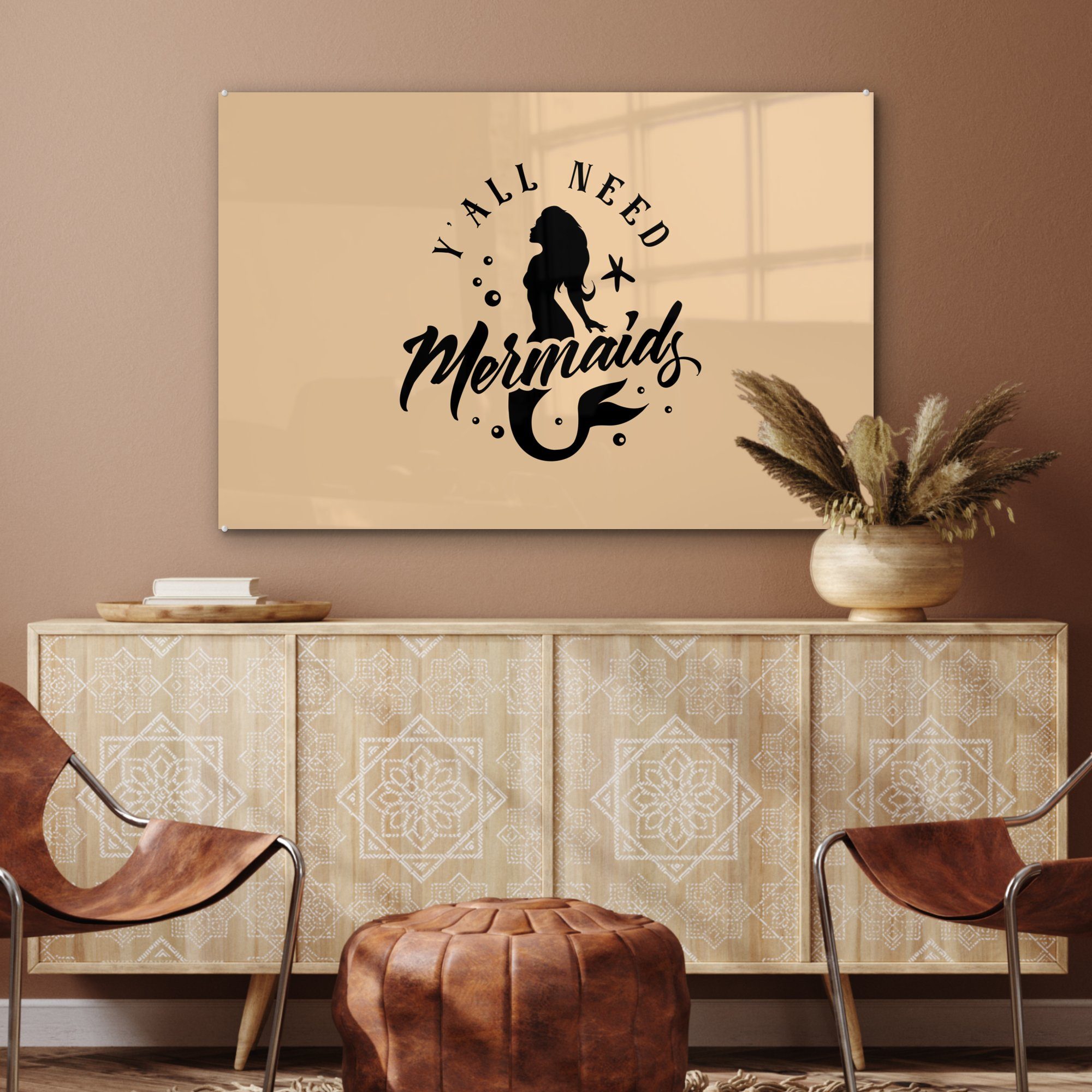 MuchoWow Acrylglasbild Meerjungfrau - Zitate, Acrylglasbilder St), Wohnzimmer (1 & Schlafzimmer - Beige