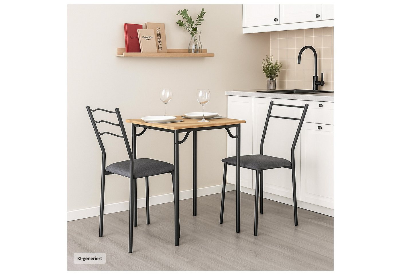 HTI-Living Essgruppe Essgruppe Thora 3-teilig Tischplatte Artisaneiche, (Set, 3-tlg., 1 Tisch, 2 Stühle)
