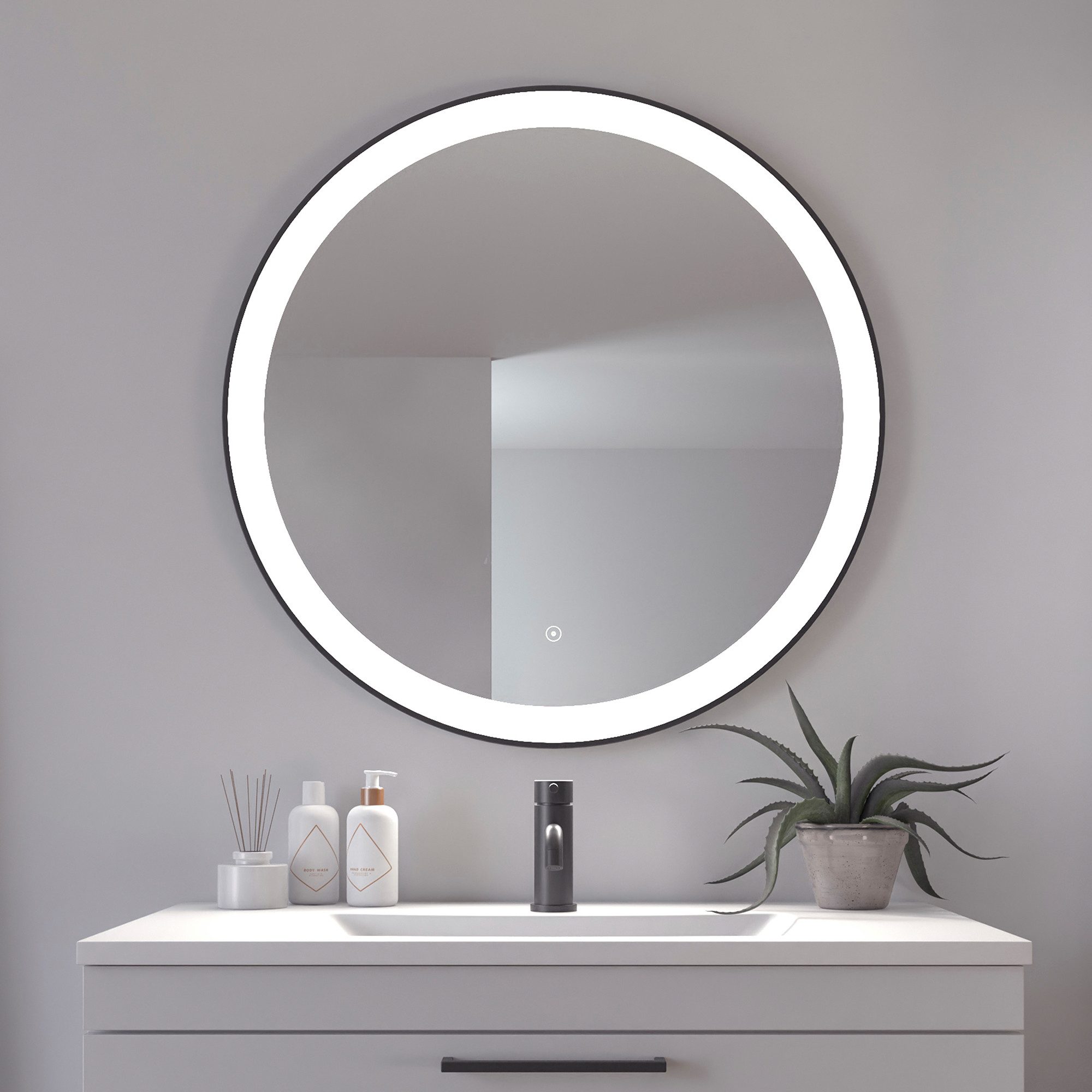 Loevschall Badspiegel Libra Rund, Badzimmerspiegel mit LED Beleuchtung (1-S günstig online kaufen