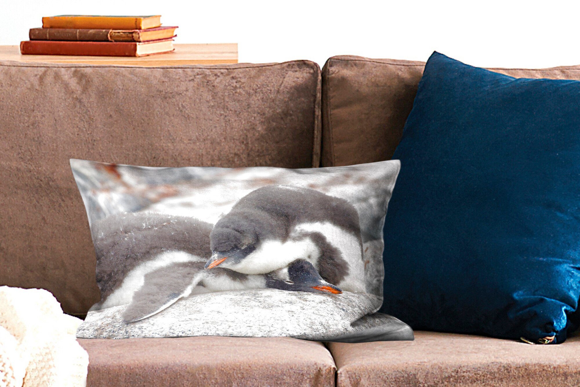 Wohzimmer Dekokissen Pinguine, Dekokissen Dekoration, Zierkissen, Füllung, Schlafzimmer mit MuchoWow Schlafende