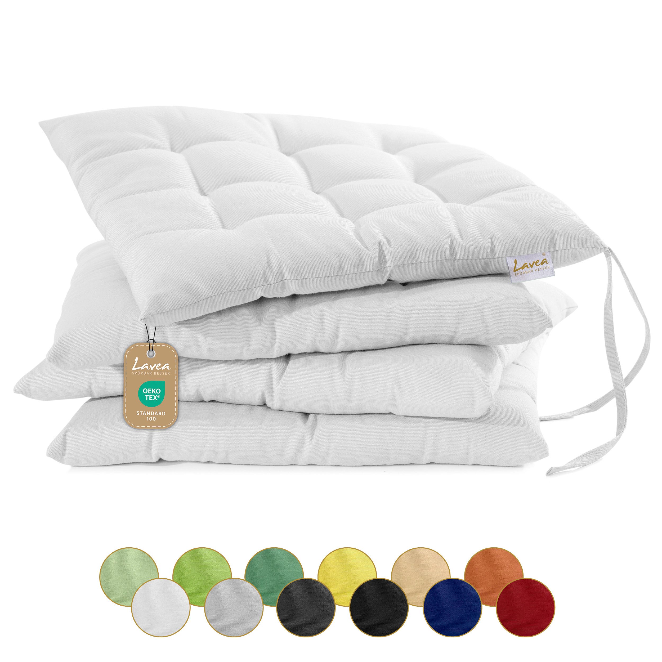 Lavea Подушка для стула MONACO, Подушки 4er Set – 40x40 cm, mit Stoffbändern, Outdoor & Indoor
