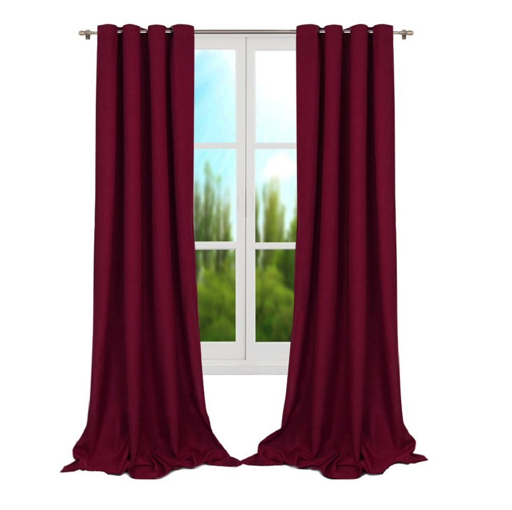 Vorhang Vorhang BASIC Ösen Bordeaux 140x250cm (2Stück), Flying, Ösen,  halbtransparent | Fertiggardinen