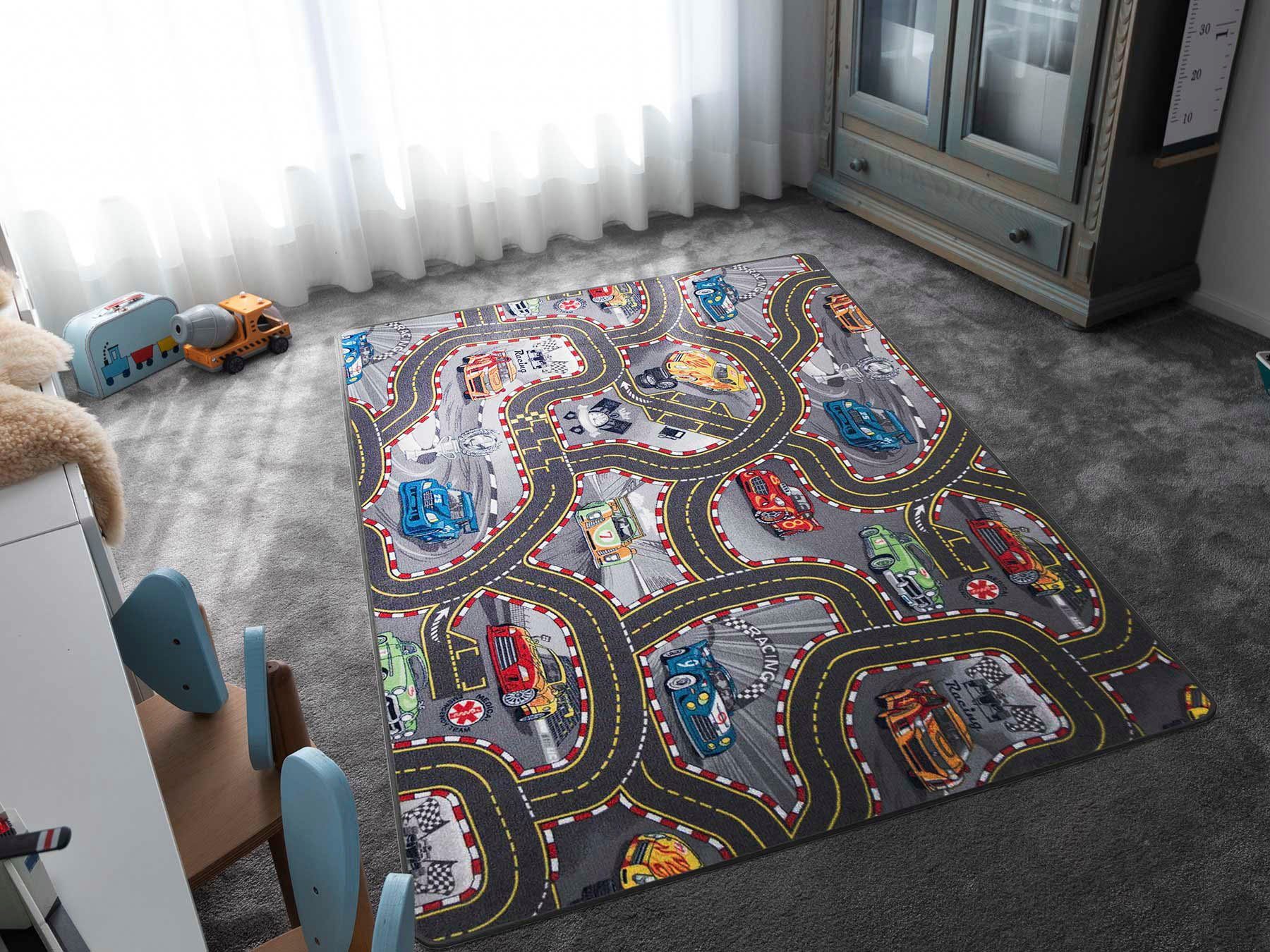 Primaflor-Ideen in Textil Kinderteppich Spielteppich CARS, rechteckig, Höhe: 6,5 mm, Kurzflor, Straßen-Spiel-Teppich, Motiv Autos, Kinderzimmer
