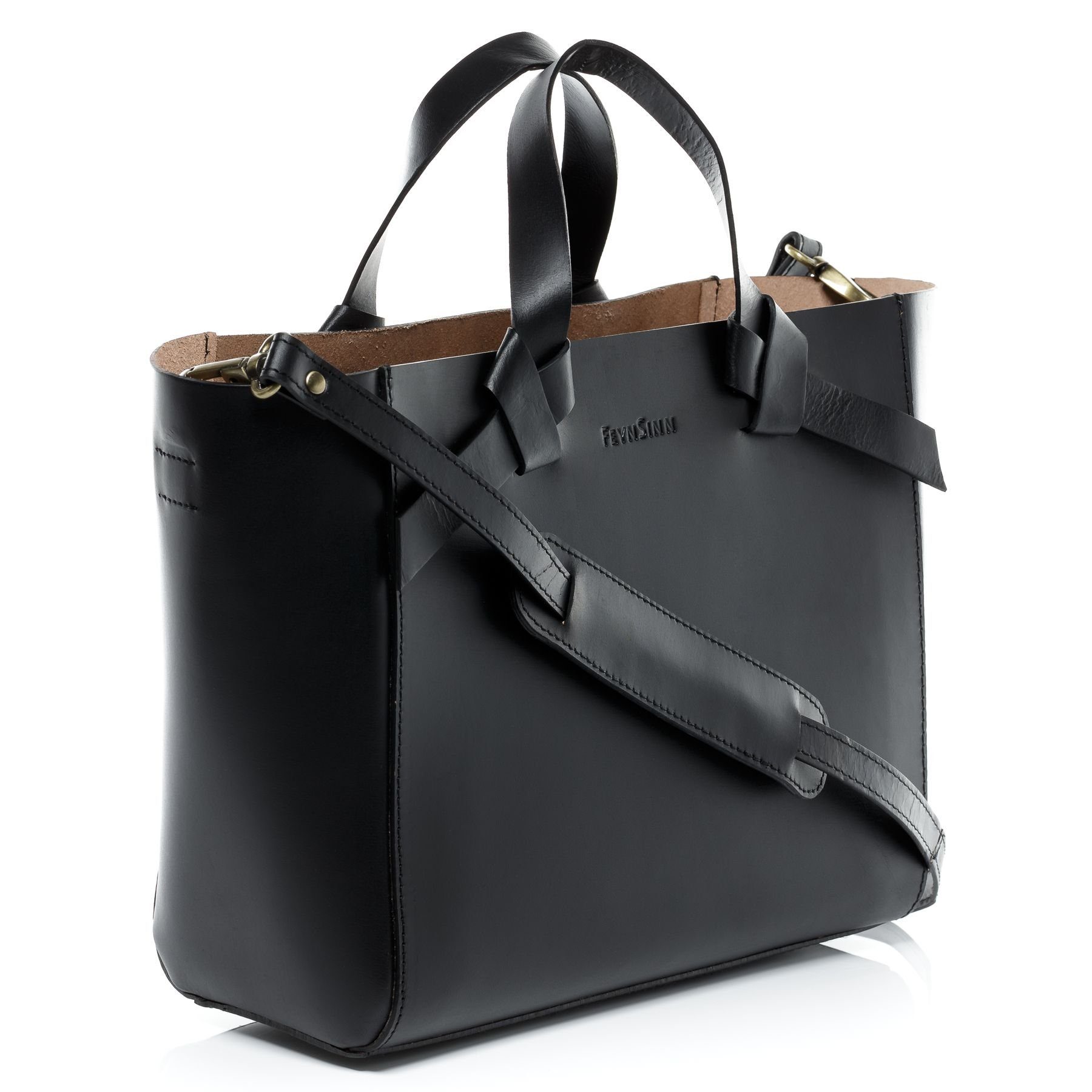 FEYNSINN Umhängetasche echt Leder Weekender groß Ledertasche schwarz ELIN, Shopper echt Leder Damen, Henkeltasche, Schultertasche schwarz