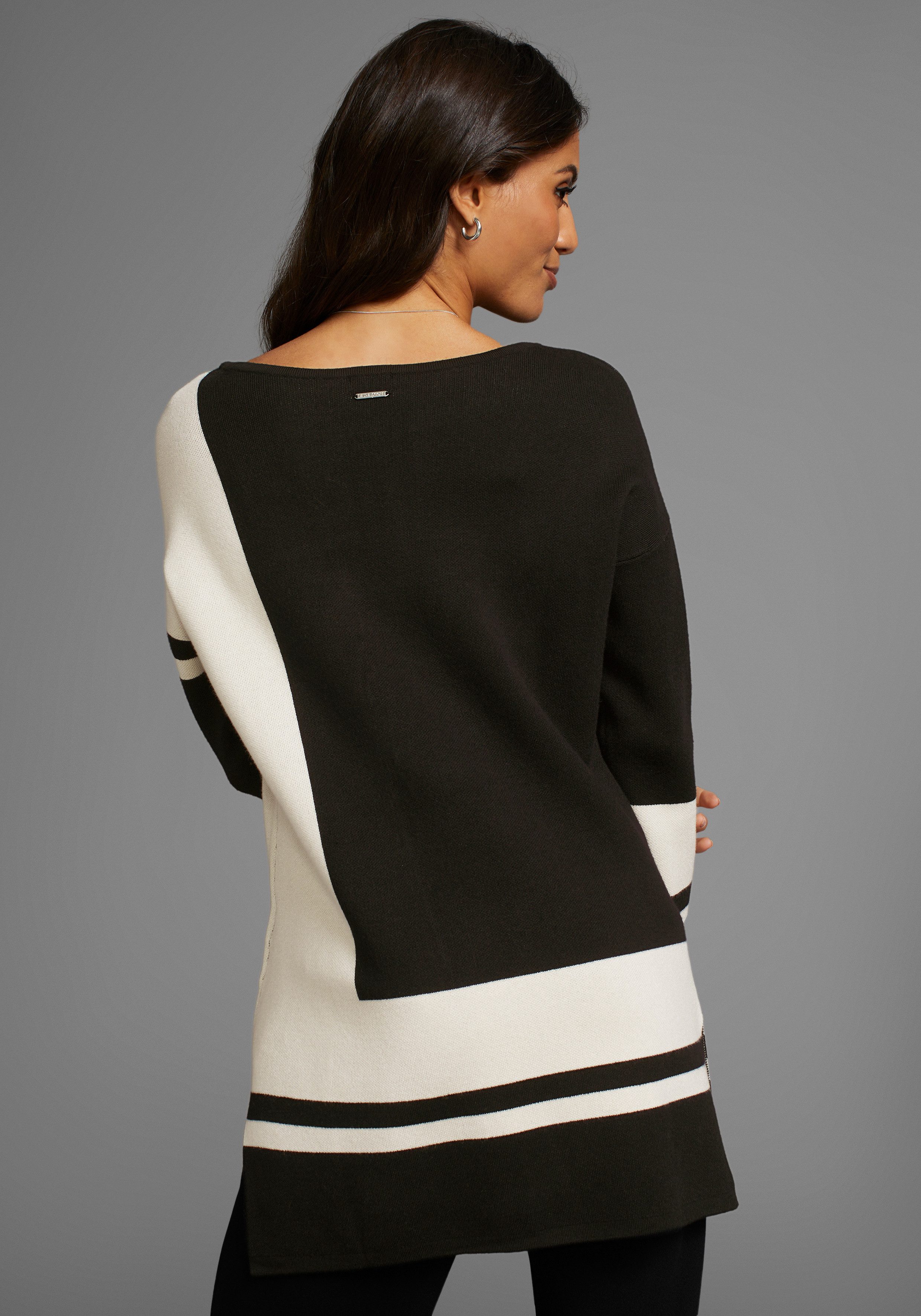 Laura Scott Longpullover mit geometrischem Jacquardmuster günstig online kaufen