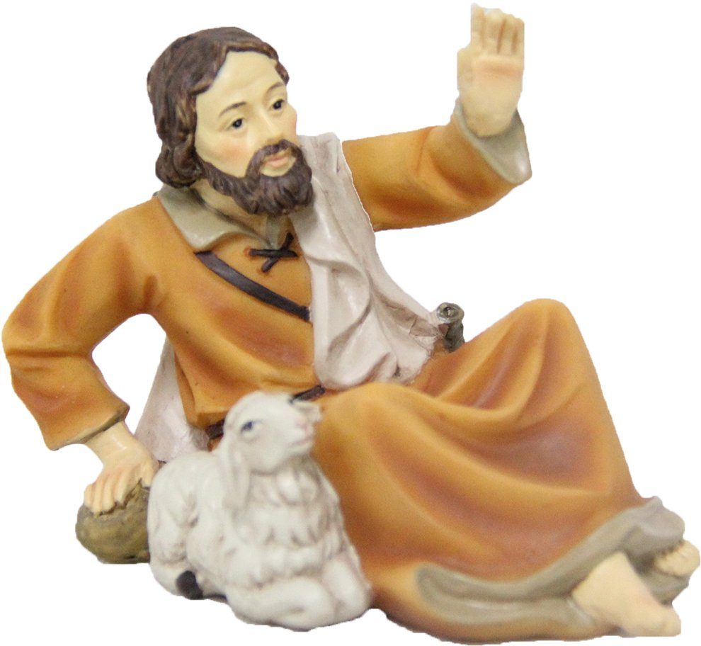 FADEDA Krippenfigur FADEDA Hirte liegend mit Schaf, Höhe:8,5cm (1 St) | Weihnachtskrippen
