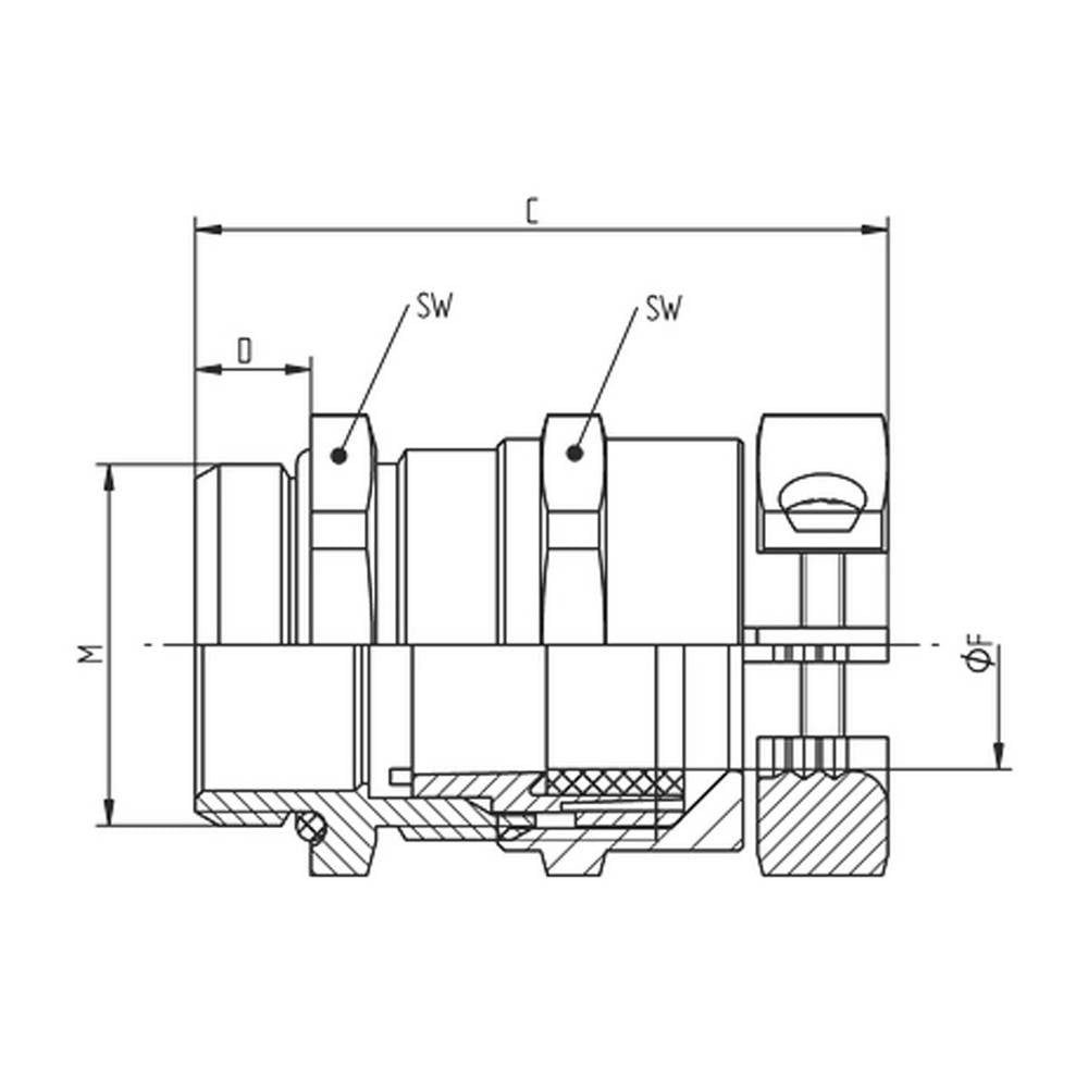 LAPP Kabelsockel SKINTOP® Kabelverschraubung Serie MS-HF-M GRIP 53112553, mit Zugentlastung, mit Knickschutz