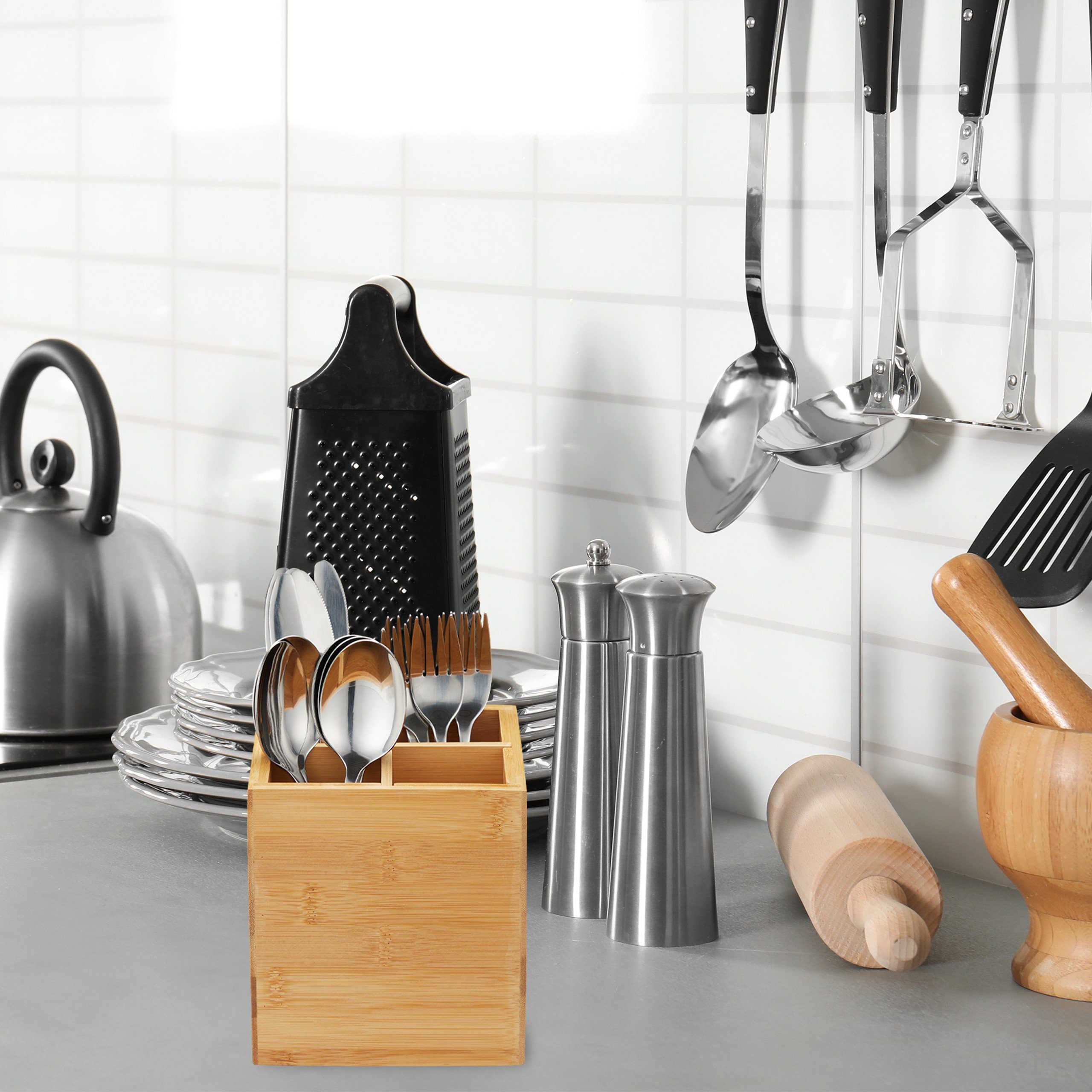 relaxdays Besteckhalter Besteckständer Bambus günstig online kaufen