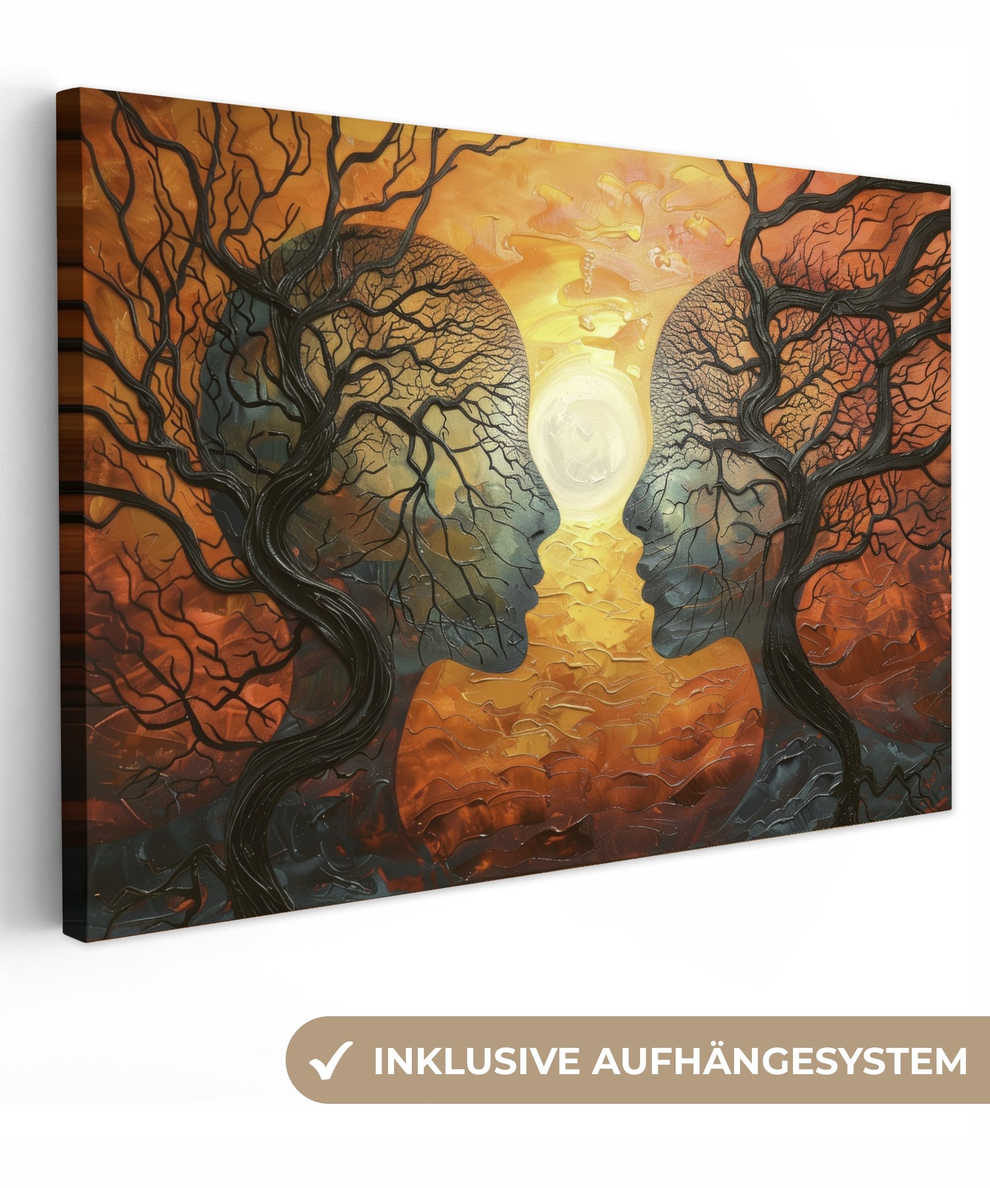 OneMillionCanvasses® Leinwandbild Bäume - Gesichter - Sonne - Kunst, Fotodr günstig online kaufen