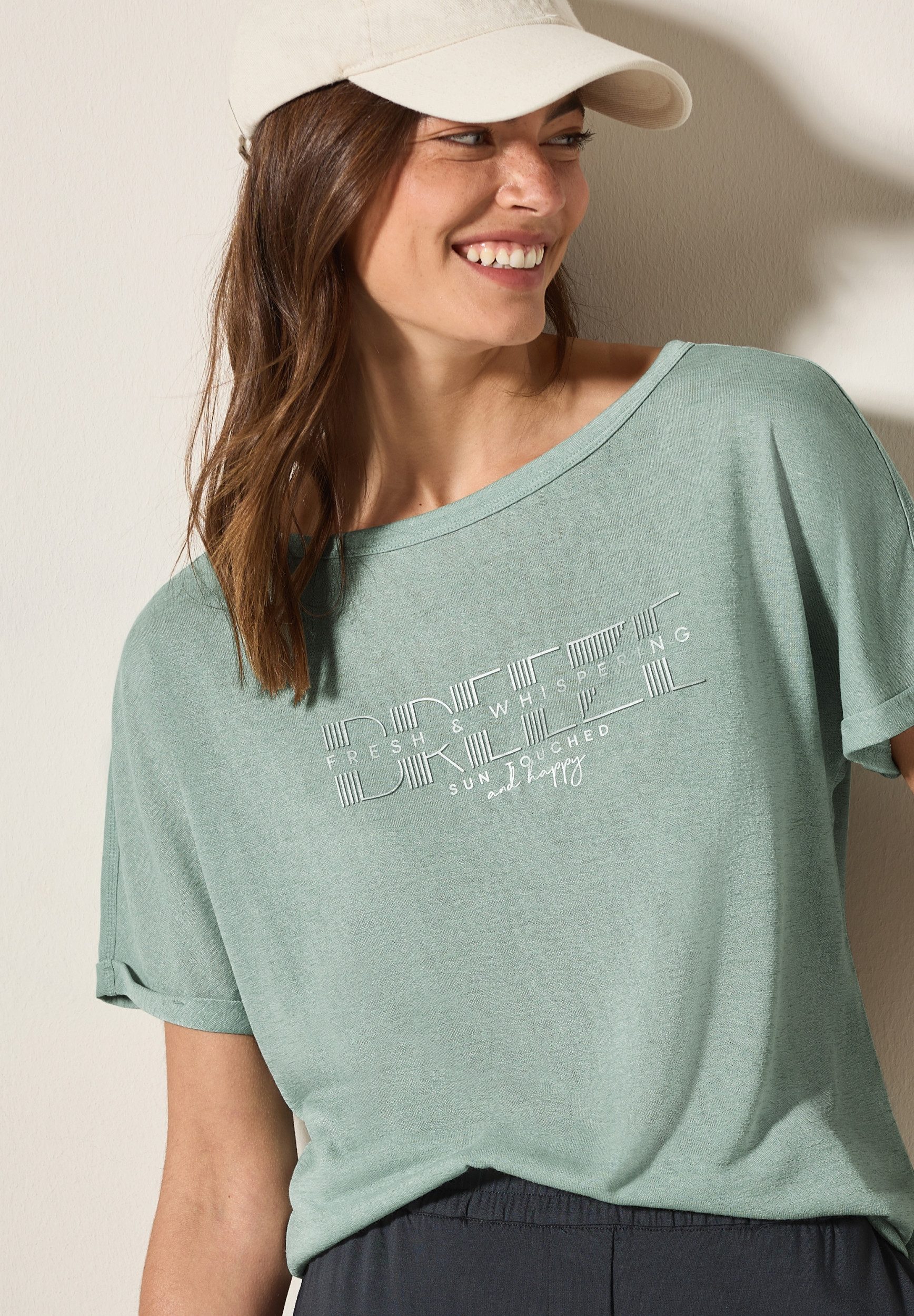 CECIL T-Shirt LINEN OPTIC_ Breeze Shirt ice sage green günstig online kaufen