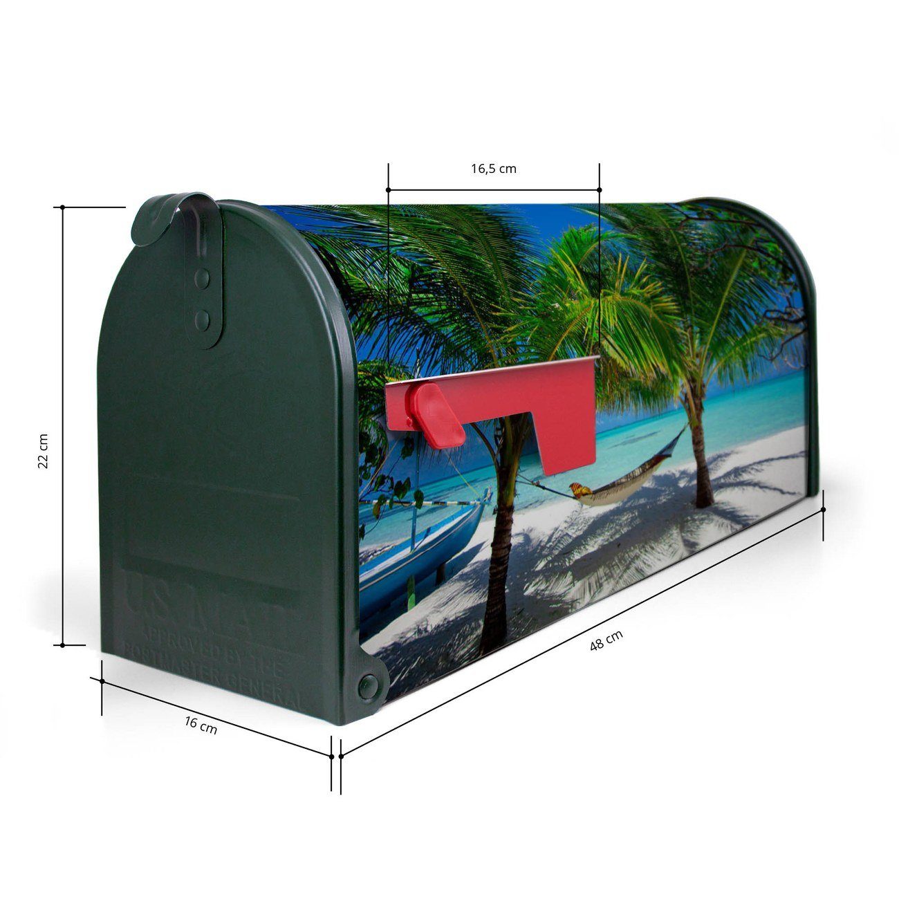 banjado Briefkasten Amerikanischer 17 Strand USA), Mailbox Briefkasten, Mississippi (Amerikanischer x 51 22 original cm aus x grün