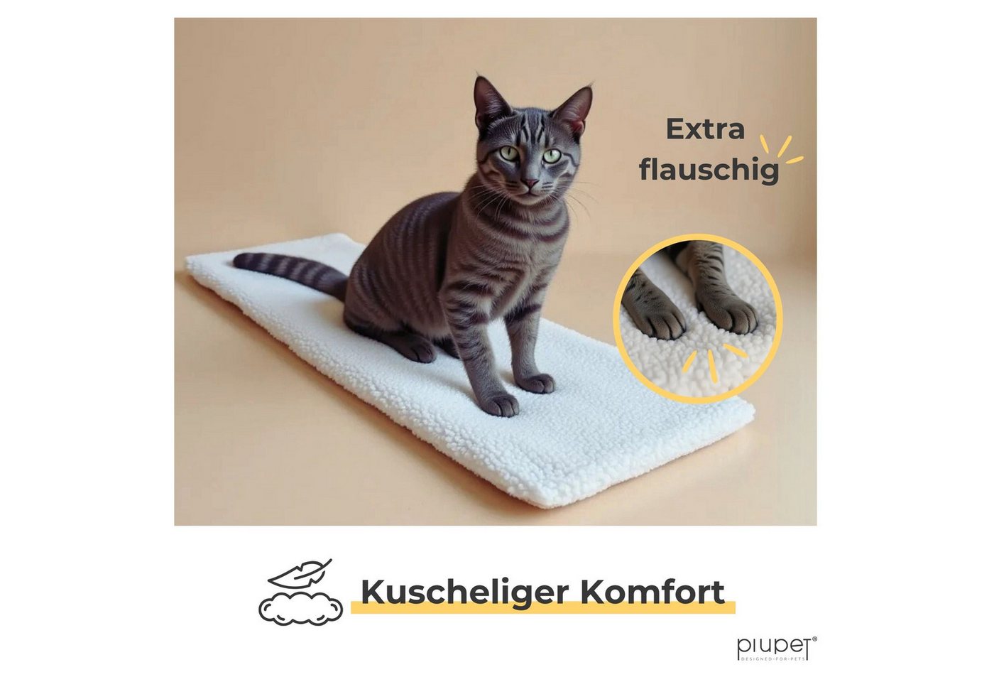 Thumbnail - Piupet Tierdecke Selbstwärmende Katzendecke für die Fensterbank I Katzenbett I 90x25cm, Sherpa