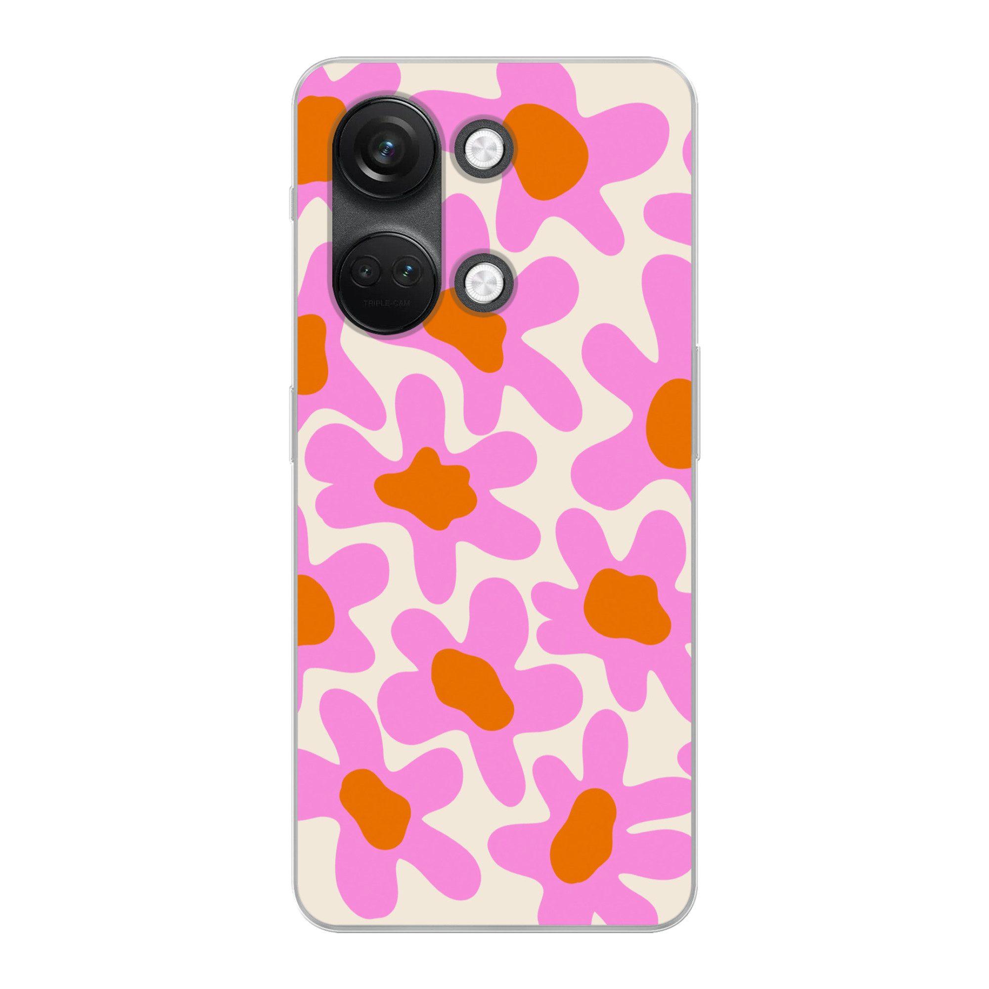 MuchoWow Handyhülle für OnePlus Nord 3 Blume - Rosa - Muster, Phone Case, Silikon, Schutzhülle Dünn