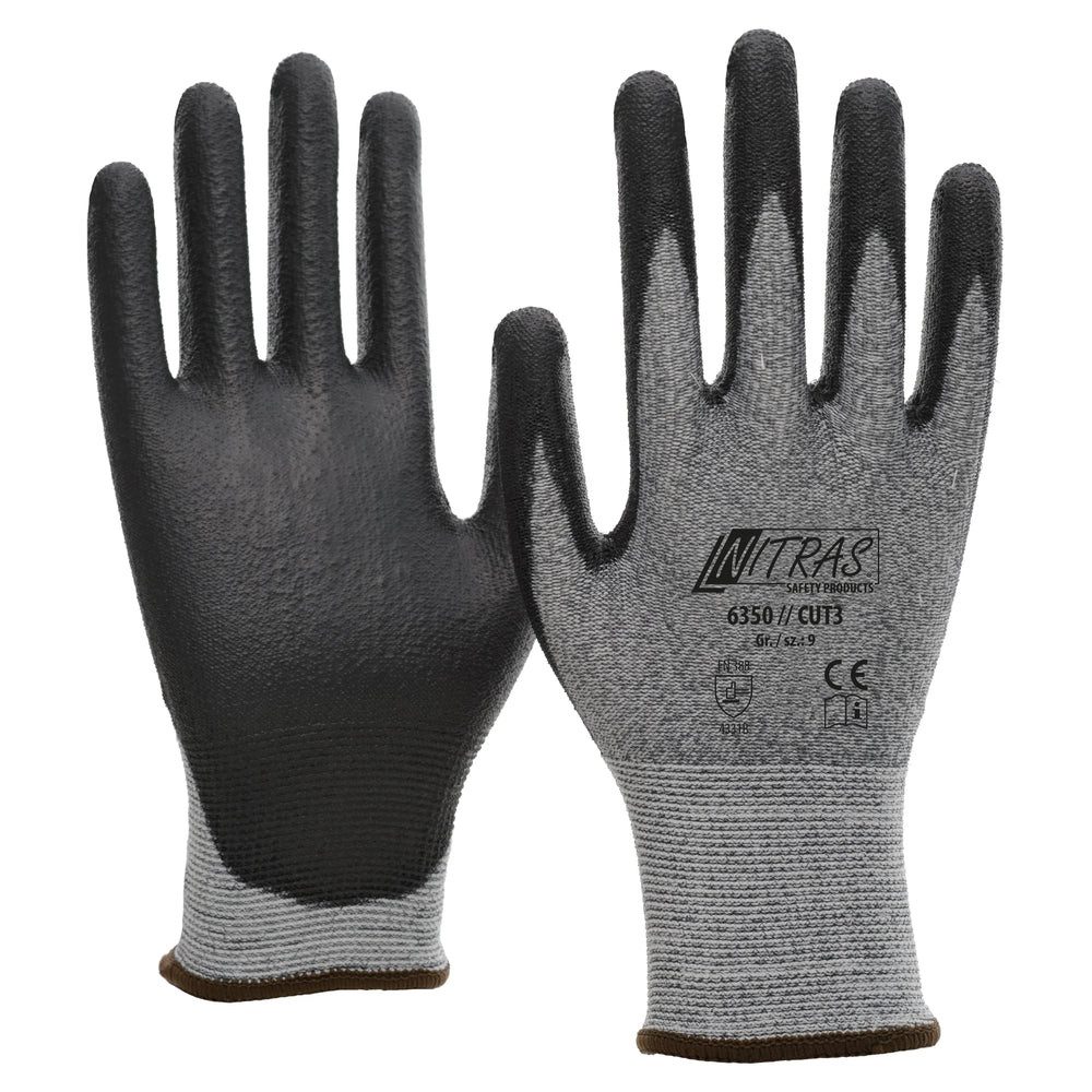 Nitras Schnittschutzhandschuhe 6350 - CUT3 Schnittschutzhandschuhe grau/schwarz / NT 6350