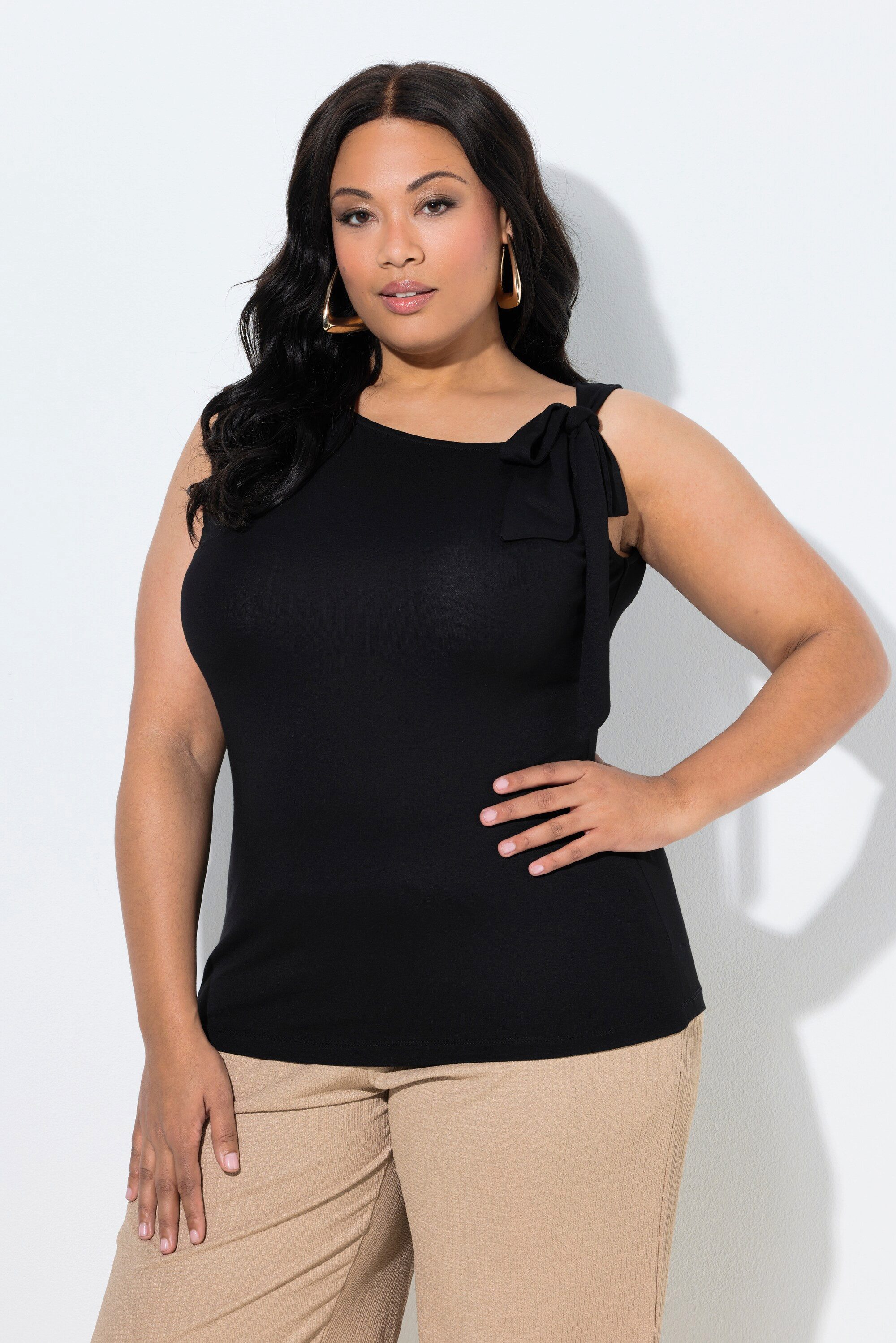 T-Shirt Top asymmetrischer Ausschnitt Slim ärmellos