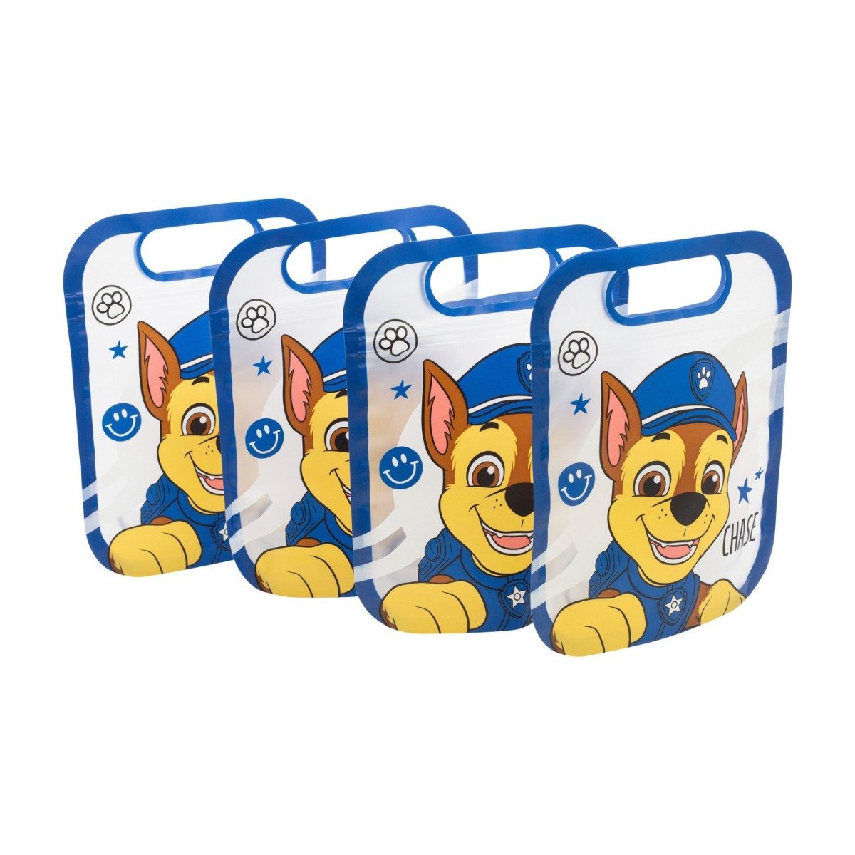 PAW PATROL Brottasche 4 Stück mit Zip Verschluss für Obst Kekse und Snacks, (Spar-Set, 4-tlg)
