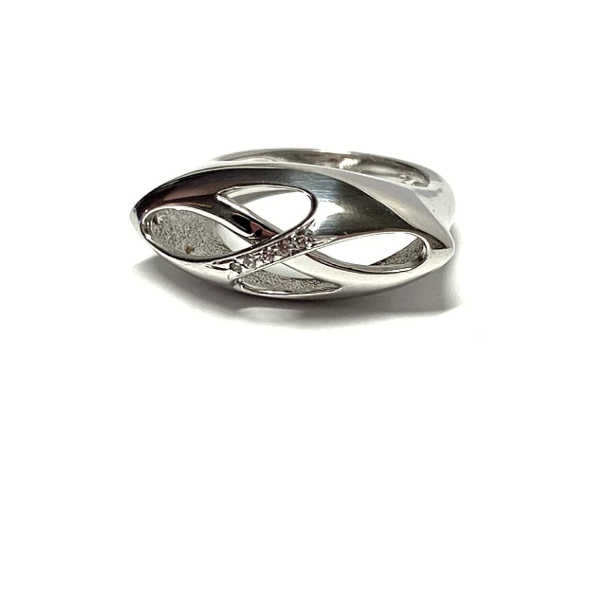 Silberring Silberring 925 rhod mit Zirkonias glänzend edel modern #54