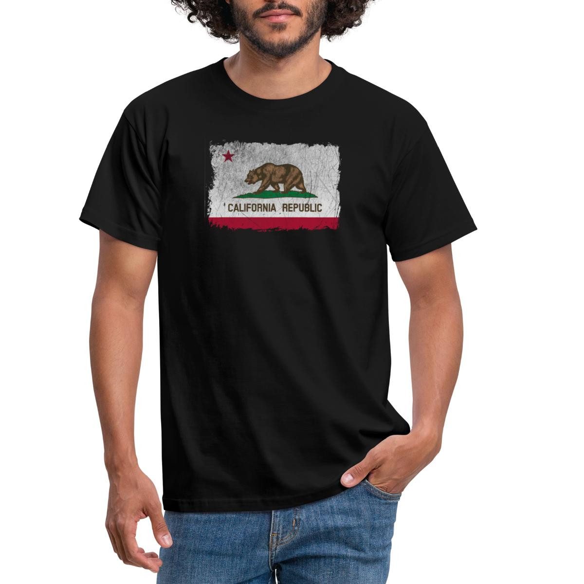 Spreadshirt T-Shirt California Republic Vintage Flagge Bear Flag Männer T-Shirt (1-tlg)
