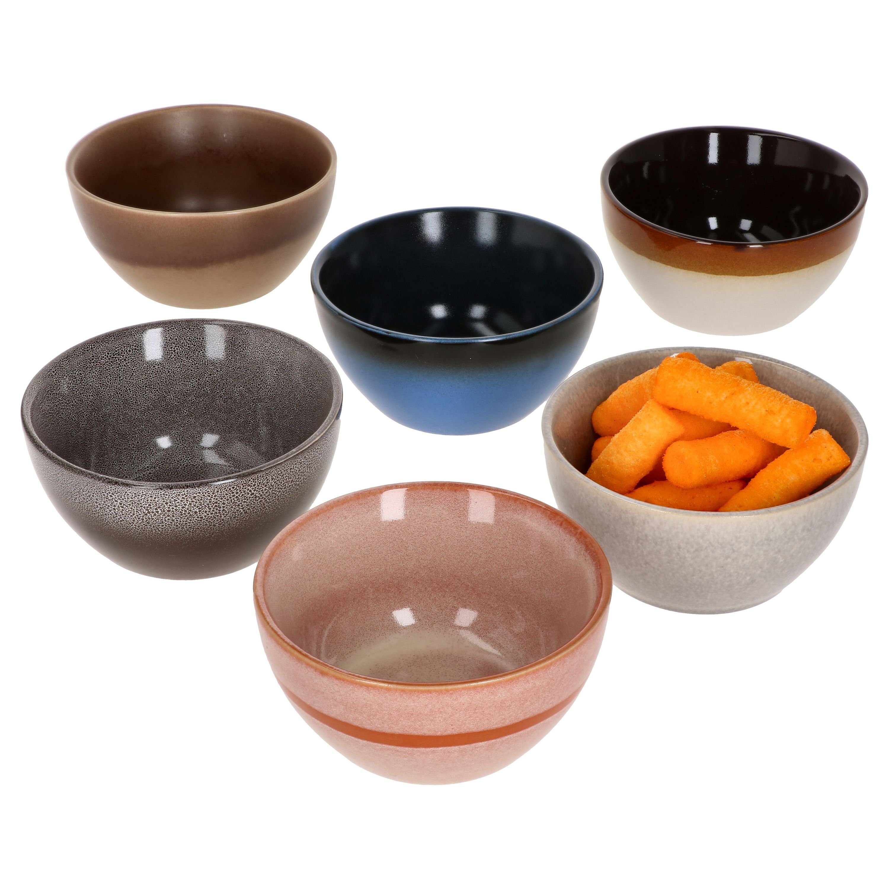 MamboCat Servierschale 6er Set Snack- rund Dip-Schale & - 24301892, Earth Steingut