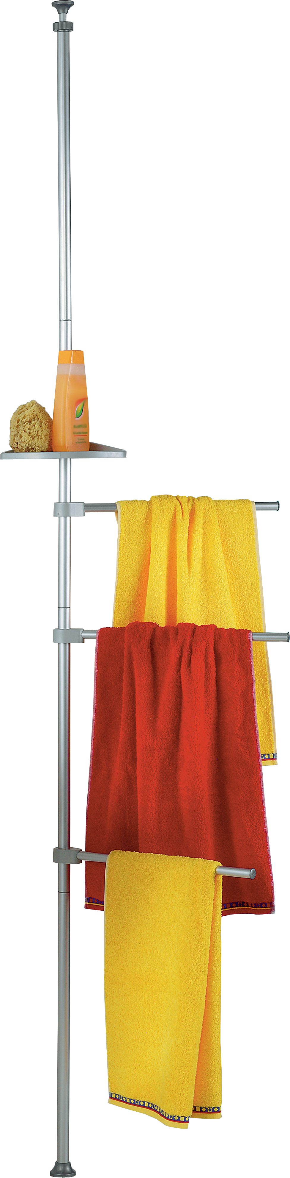 Ruco Teleskop-Handtuchhalter, 3 Handtuchstangen/1 Ablage, höhenvestellbar, günstig online kaufen